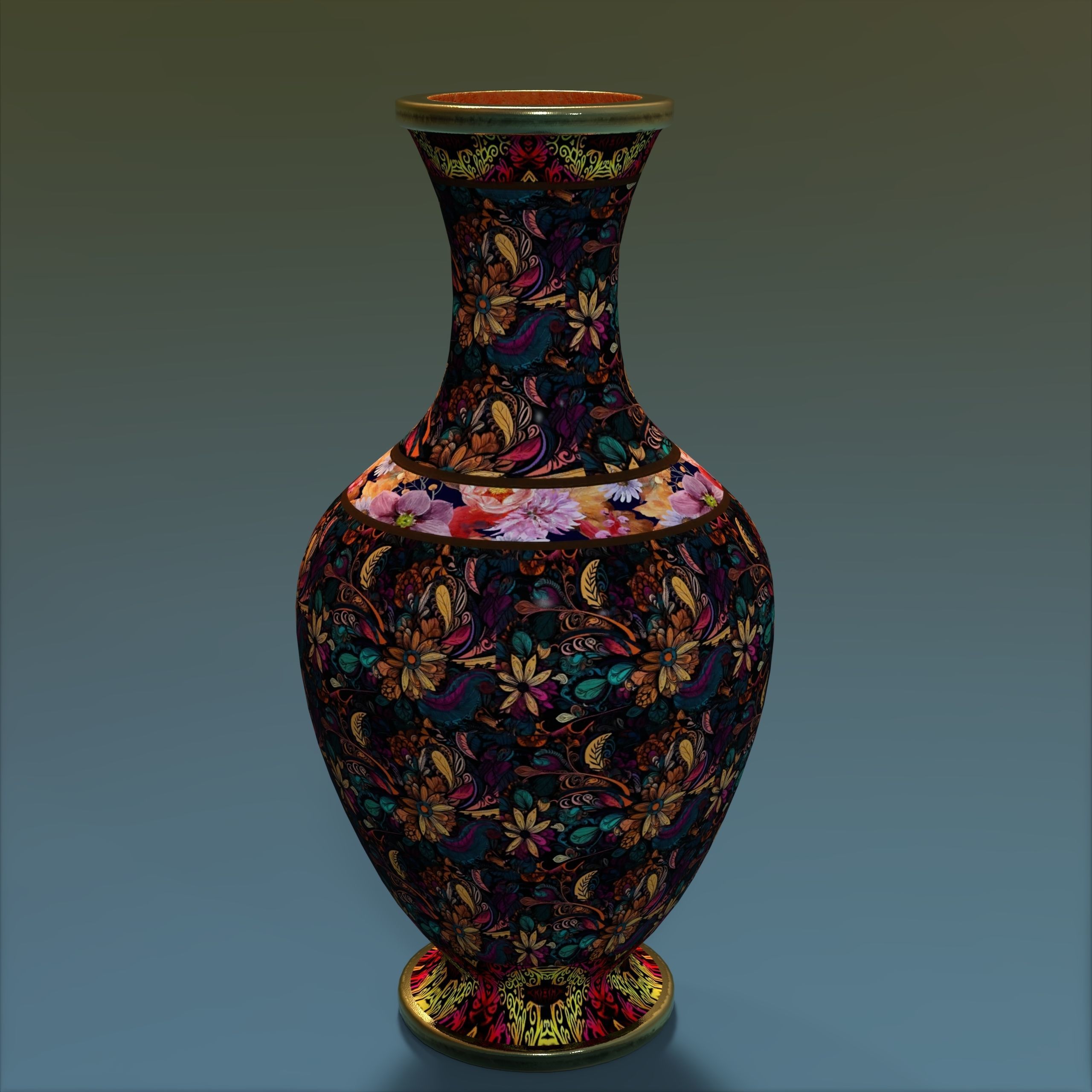 Medieval Flower Vase 2 Low-poly 3D model_1