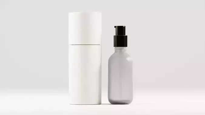 Pump bottle and paper tube 3D model