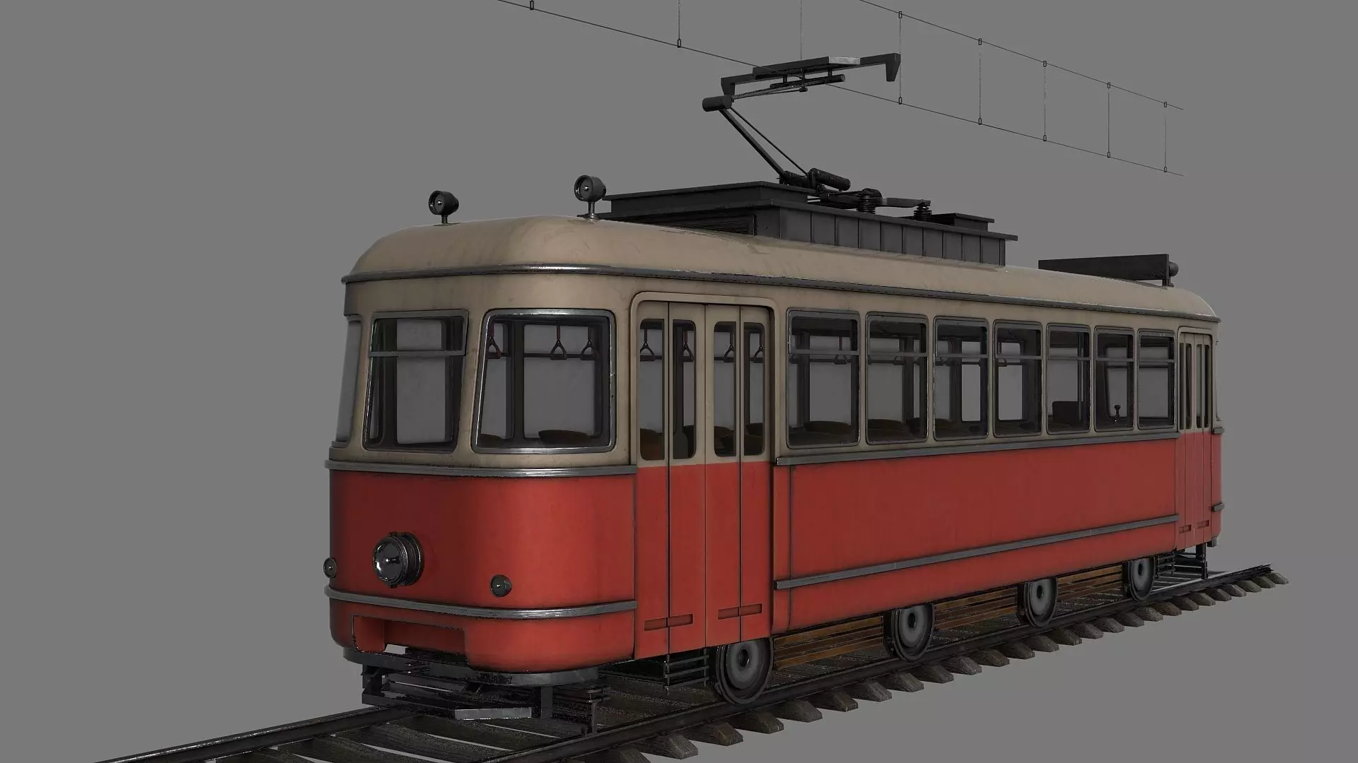 Tram game ready pbr model Low-poly 3D model