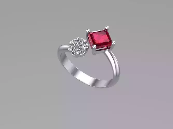 Radiant Ruby and Diamond Blossom Ring