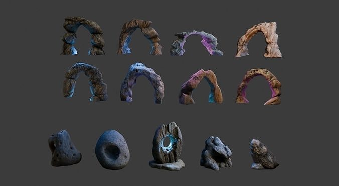 Rock and Stone Asset Megapack Low-poly 3D model