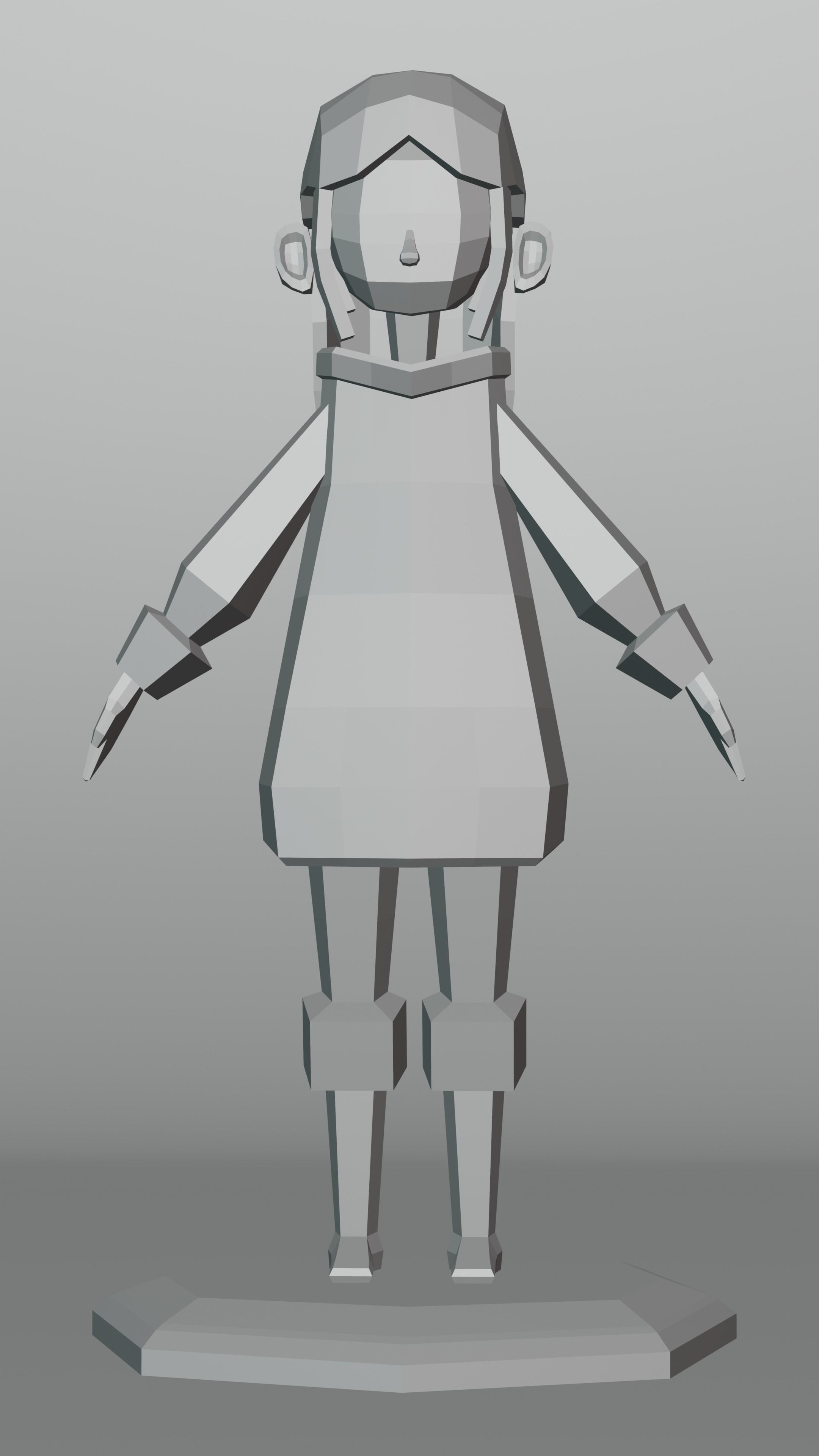 Low Poly Girl Low-poly 3D model_1