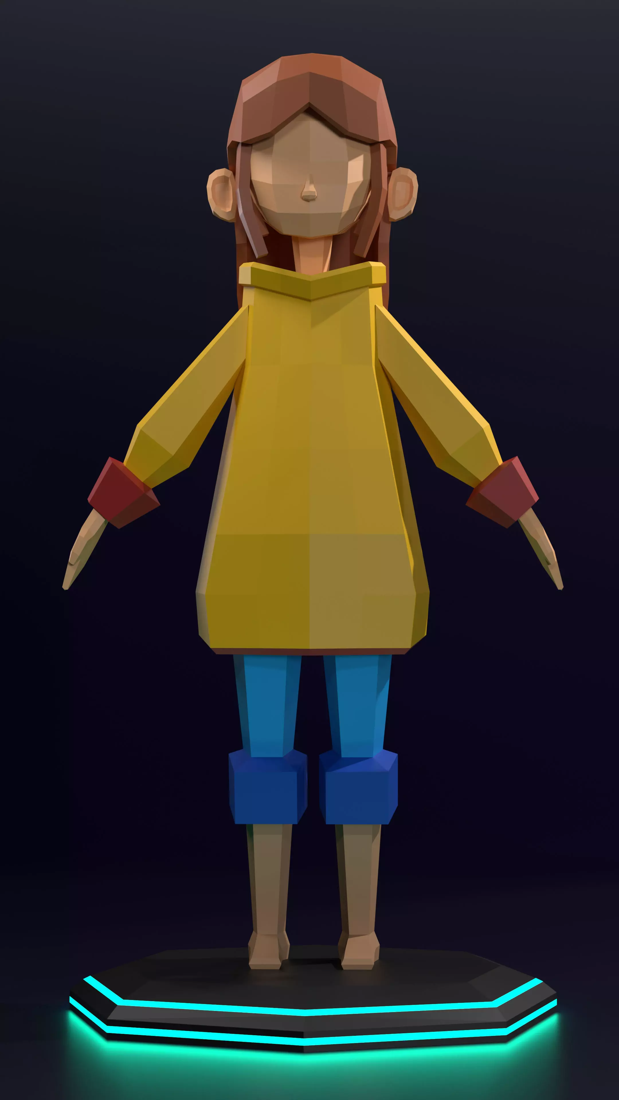 Low Poly Girl Low-poly 3D model_0