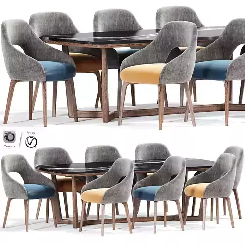 Mambo Lola Upholstered Fabric Chair Table 3D model