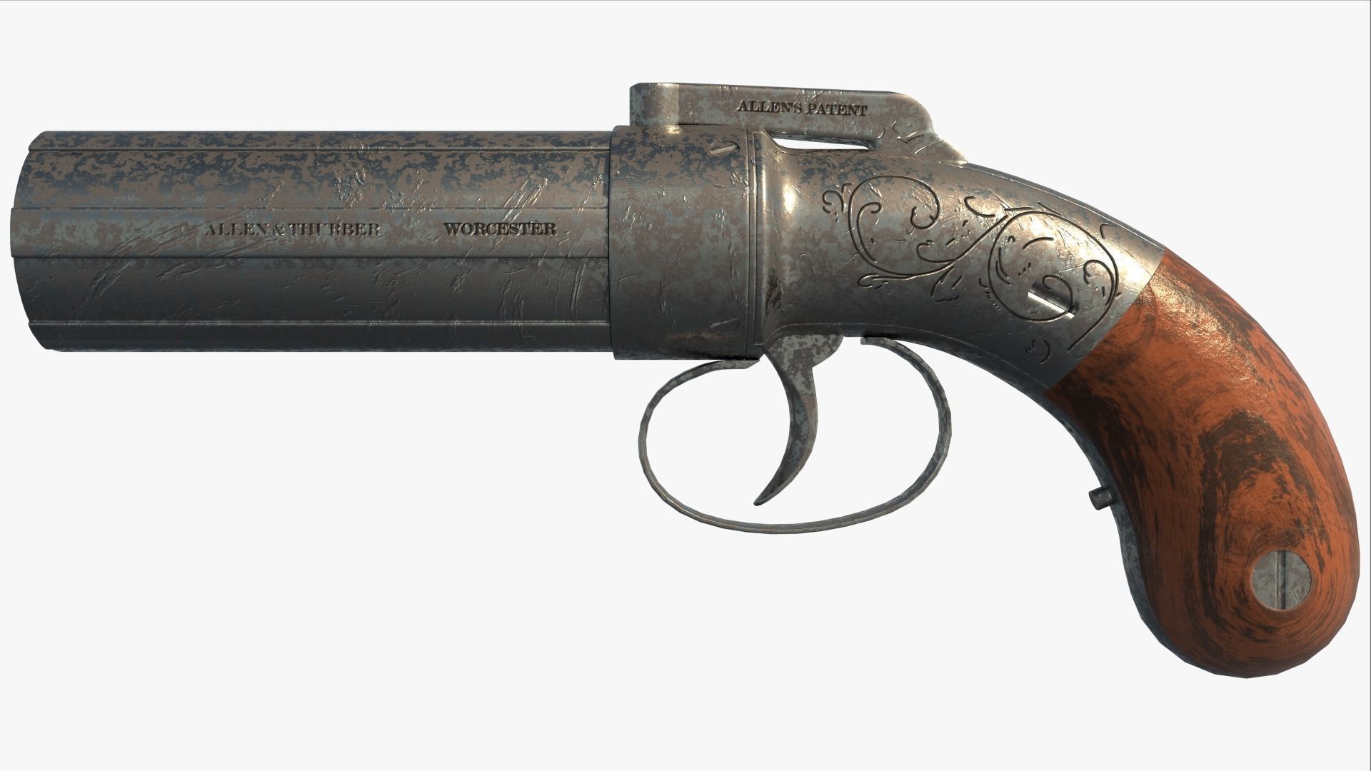 Antique Retro Weapon 3D model_4