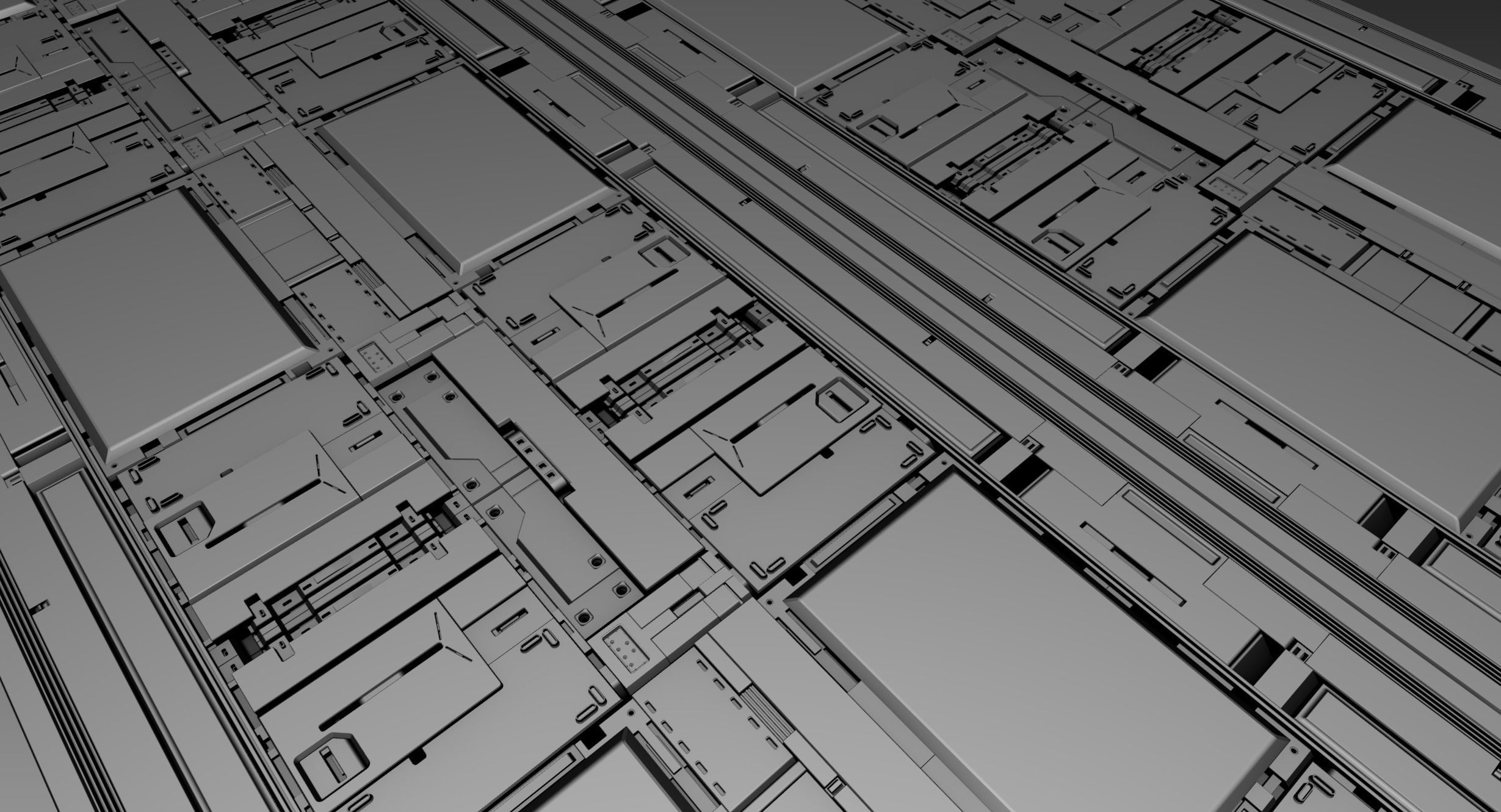 Three SciFi panel Modules    Batch two 3D model_10