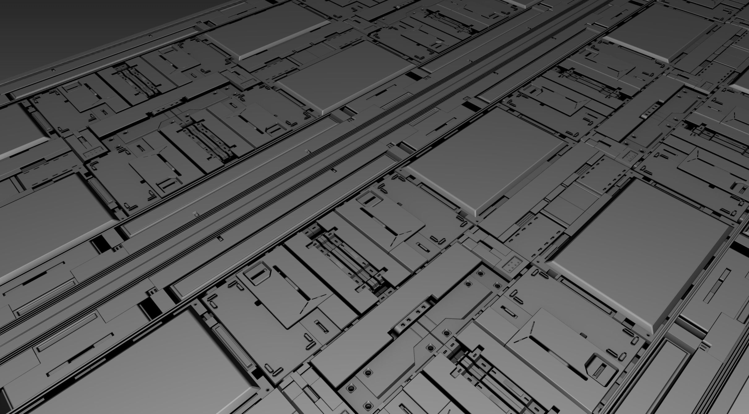 Three SciFi panel Modules    Batch two 3D model_11