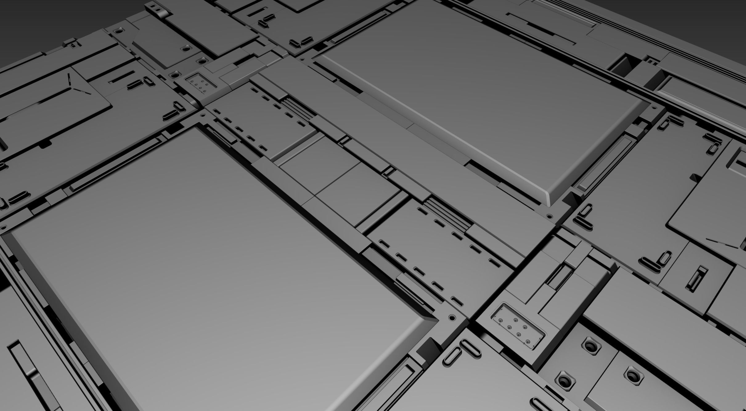 Three SciFi panel Modules    Batch two 3D model_5