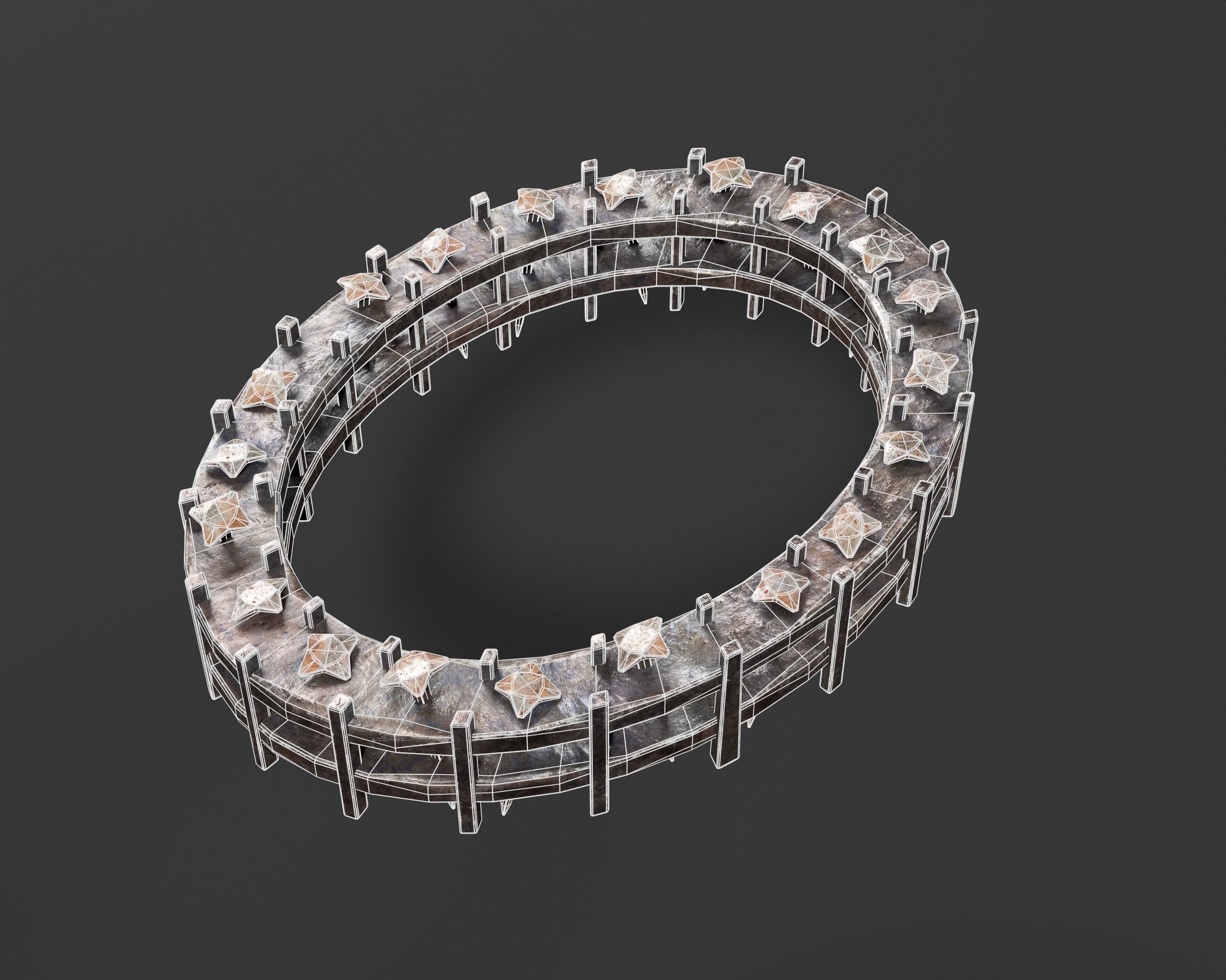 Medieval Head Nail Crown  Low-poly 3D model_10
