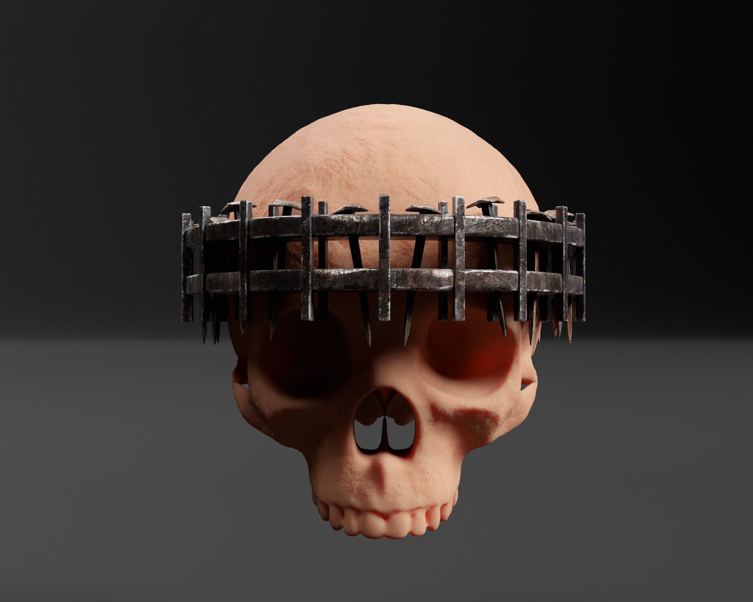 Medieval Head Nail Crown  Low-poly 3D model_3