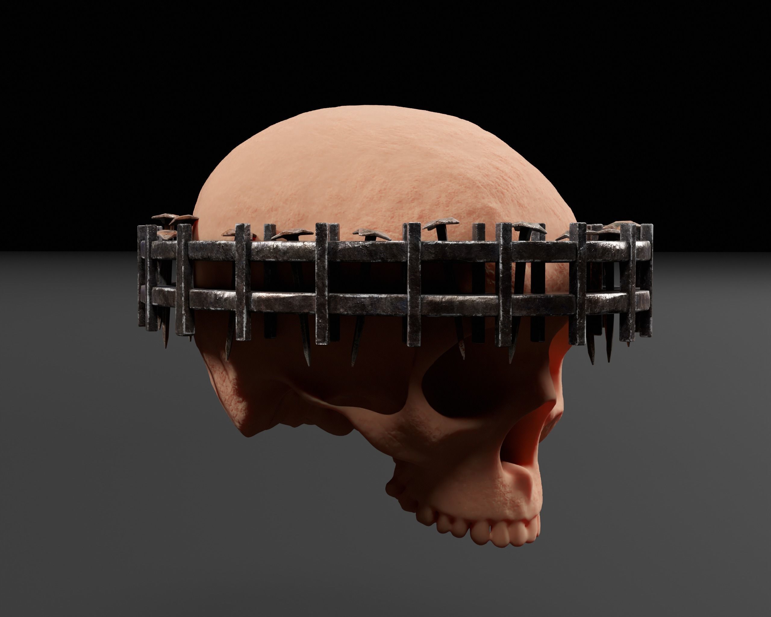 Medieval Head Nail Crown  Low-poly 3D model_5