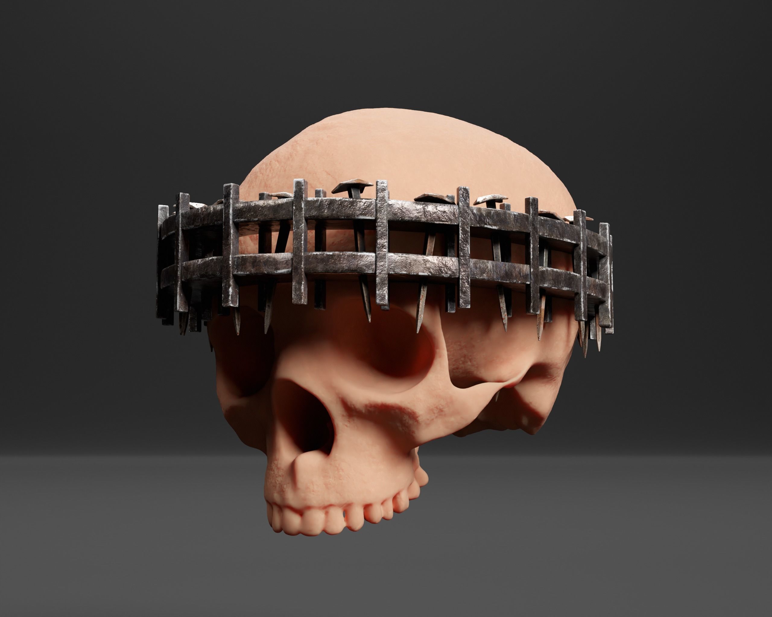 Medieval Head Nail Crown  Low-poly 3D model_2