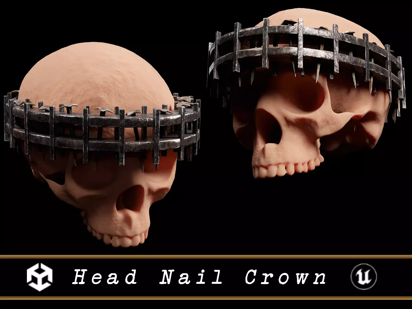 Medieval Head Nail Crown  Low-poly 3D model_0