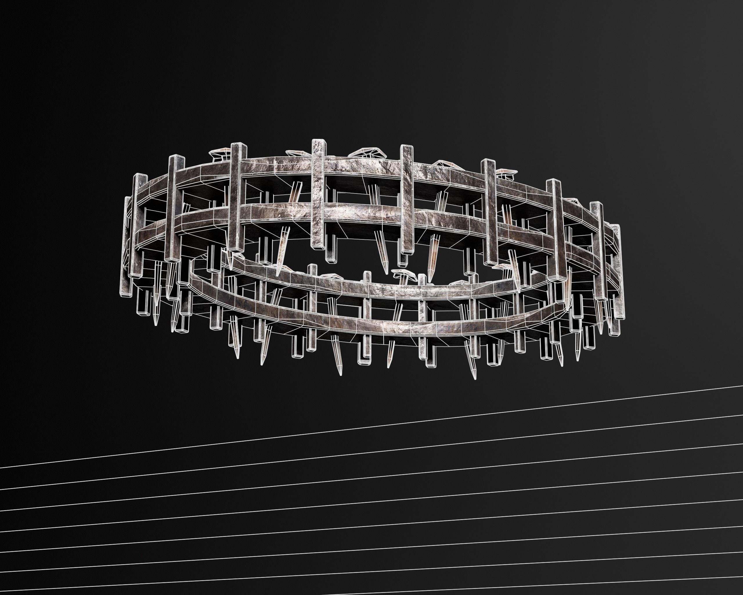 Medieval Head Nail Crown  Low-poly 3D model_16