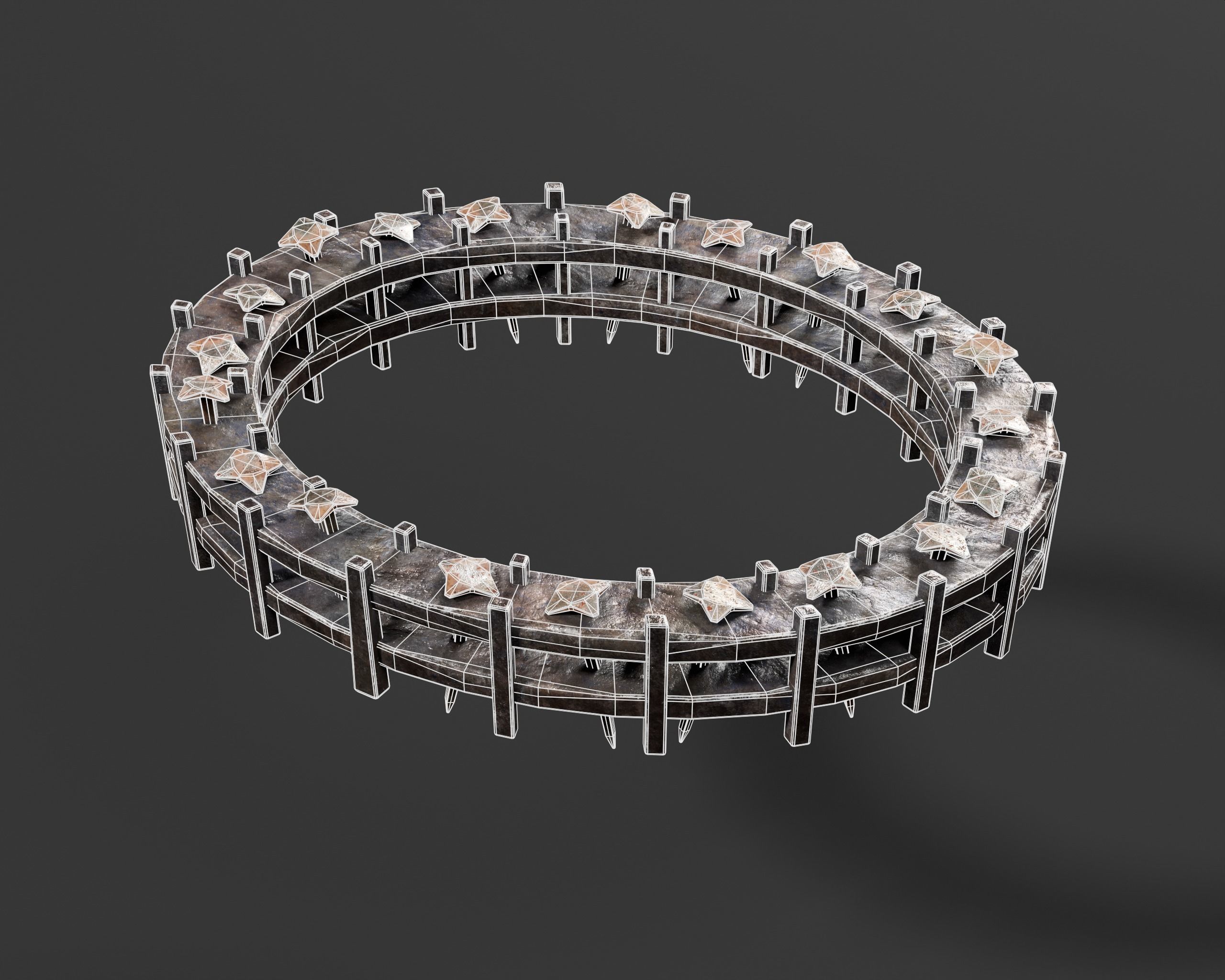 Medieval Head Nail Crown  Low-poly 3D model_8