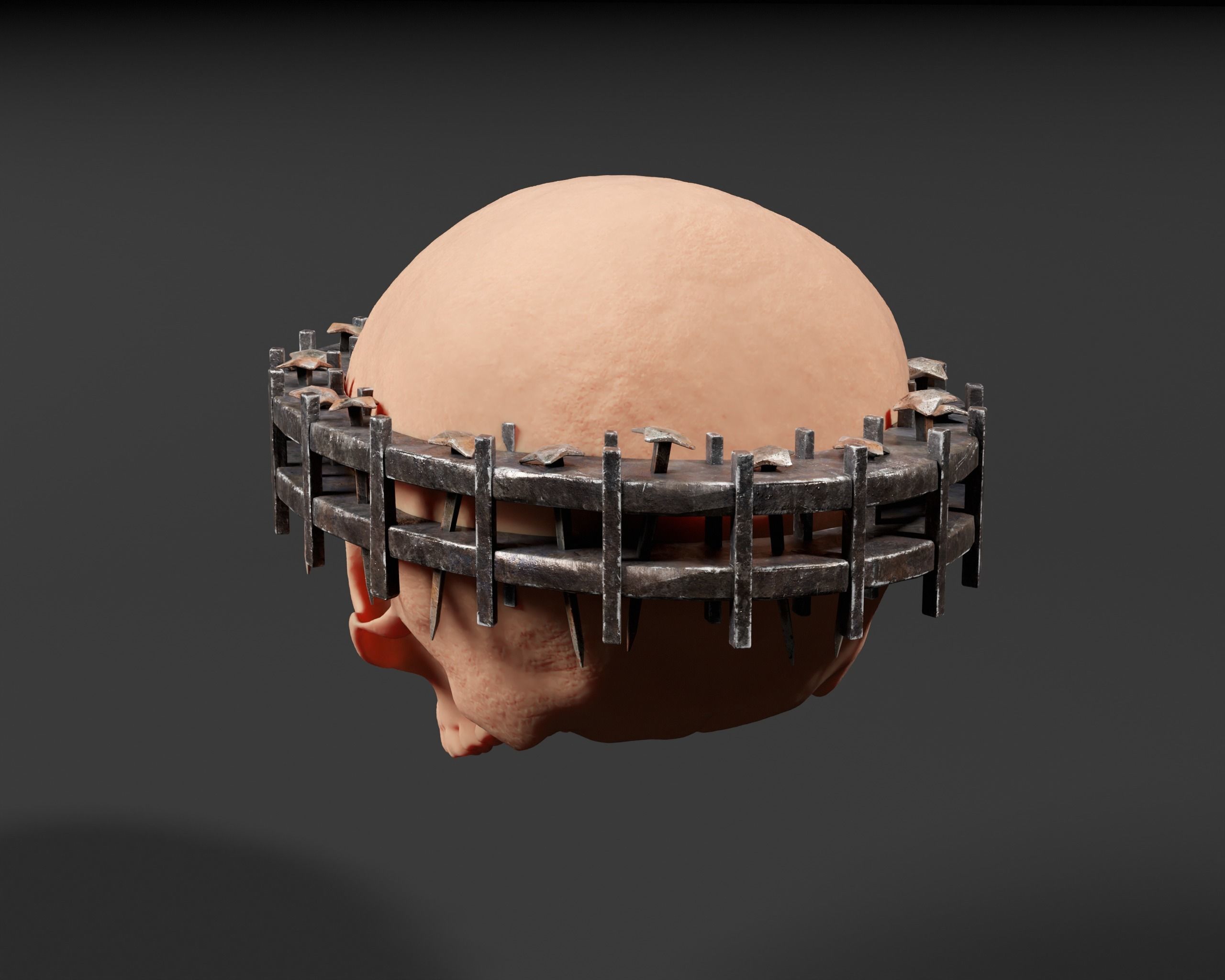 Medieval Head Nail Crown  Low-poly 3D model_11