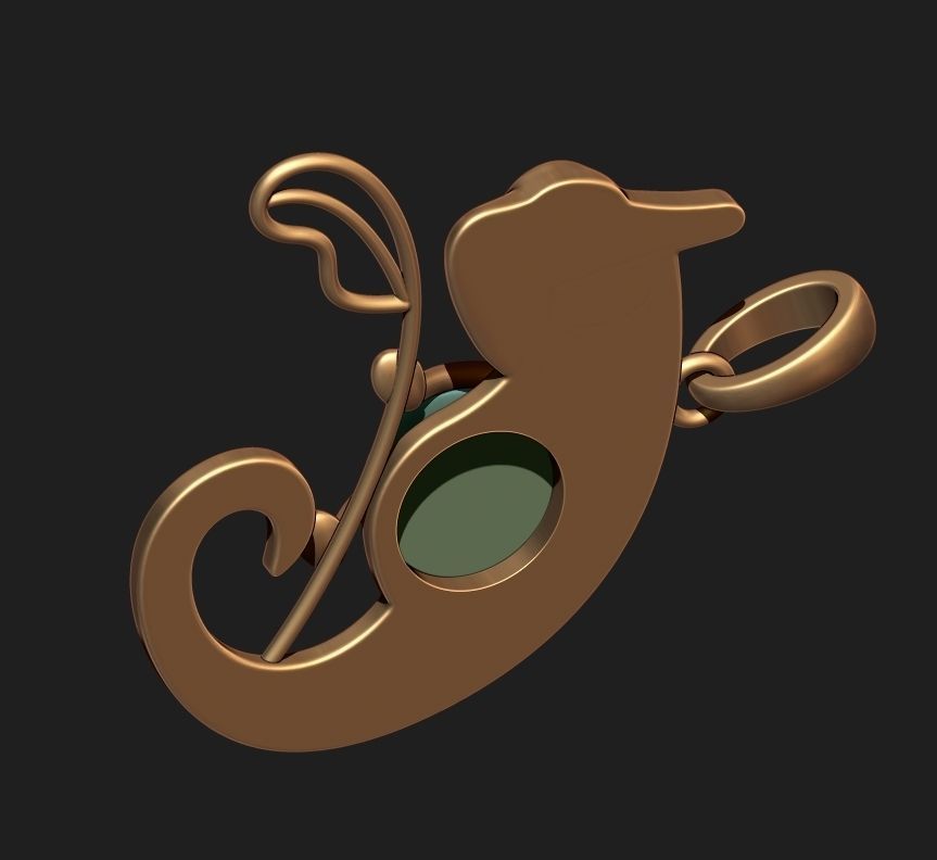 CHAMELEON PENDANT WITH CABACHONS Printable Model 3D print model_6