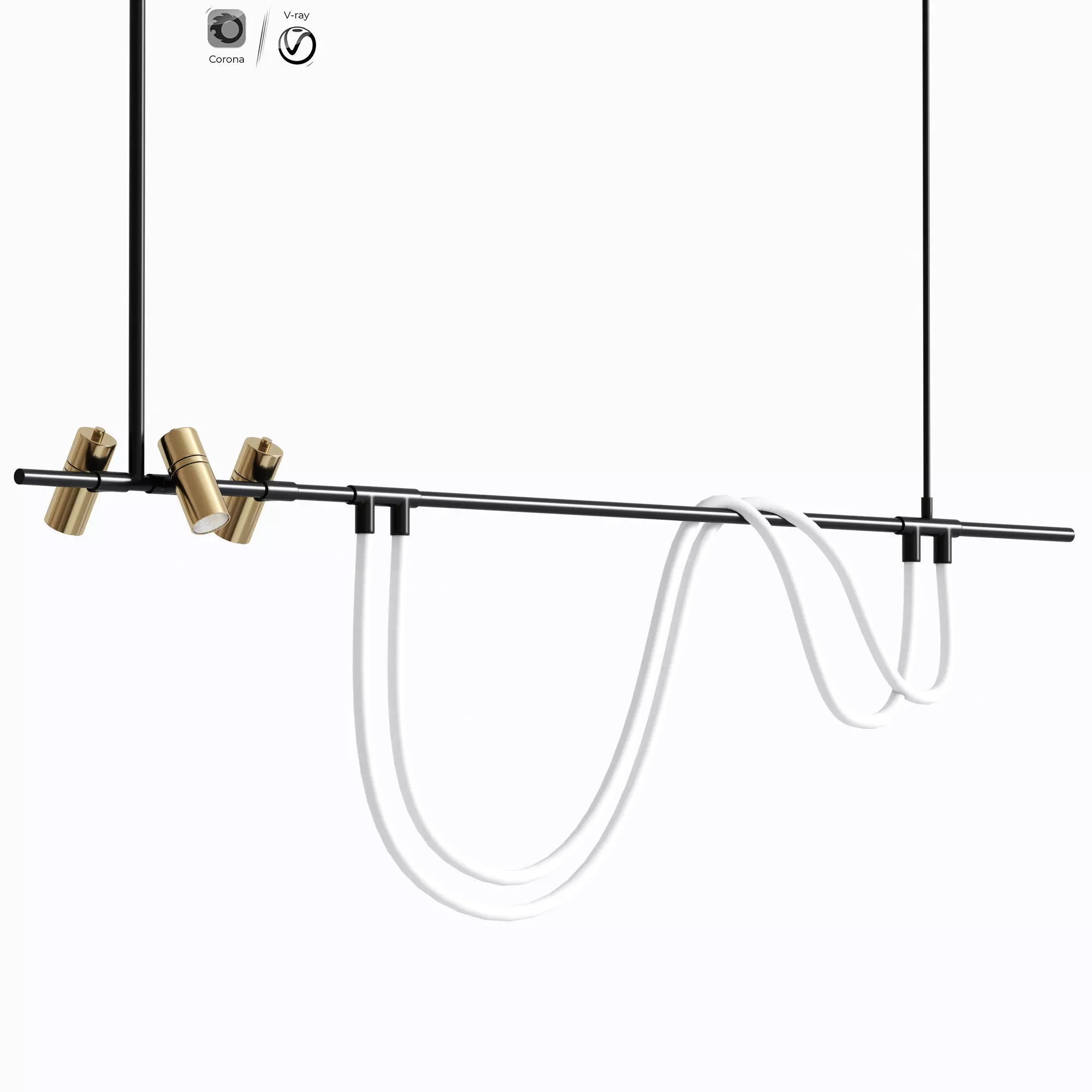 Jeremaih Light Black LED Dimmable Kitchen Island Linear Pendant 3D model_0