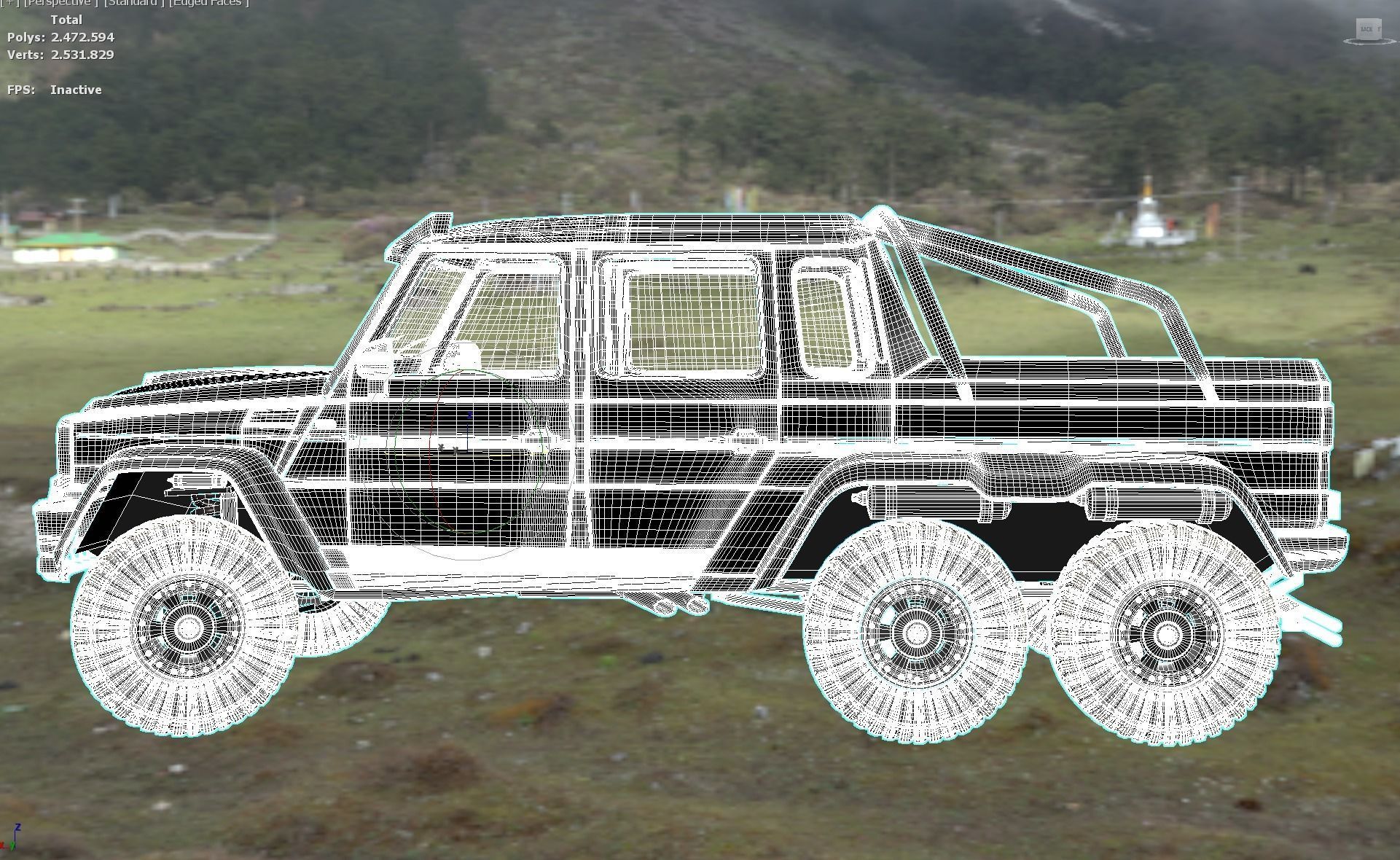 Mercedes Brabus G700 6x6 Low-poly 3D model_11