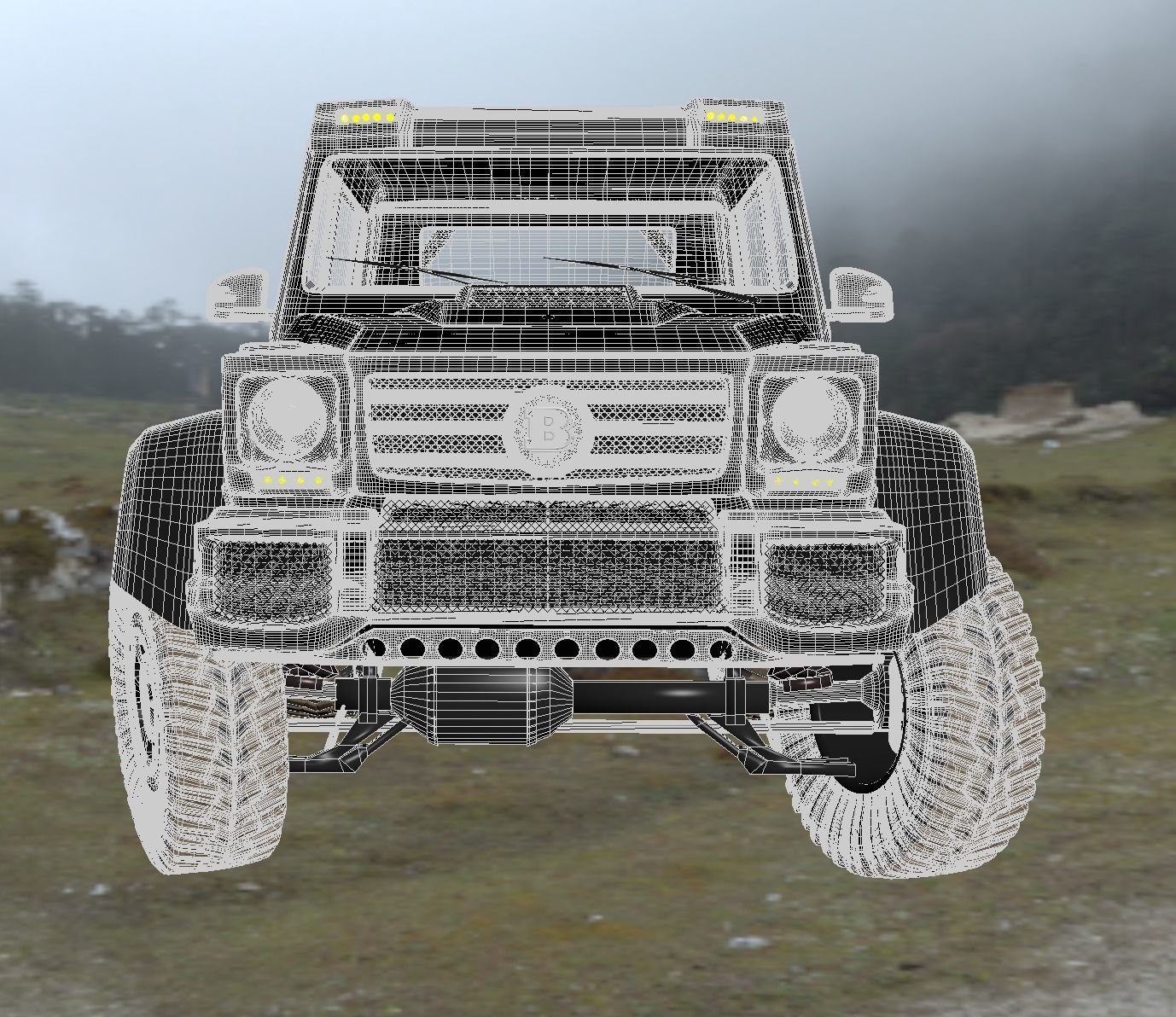 Mercedes Brabus G700 6x6 Low-poly 3D model_7