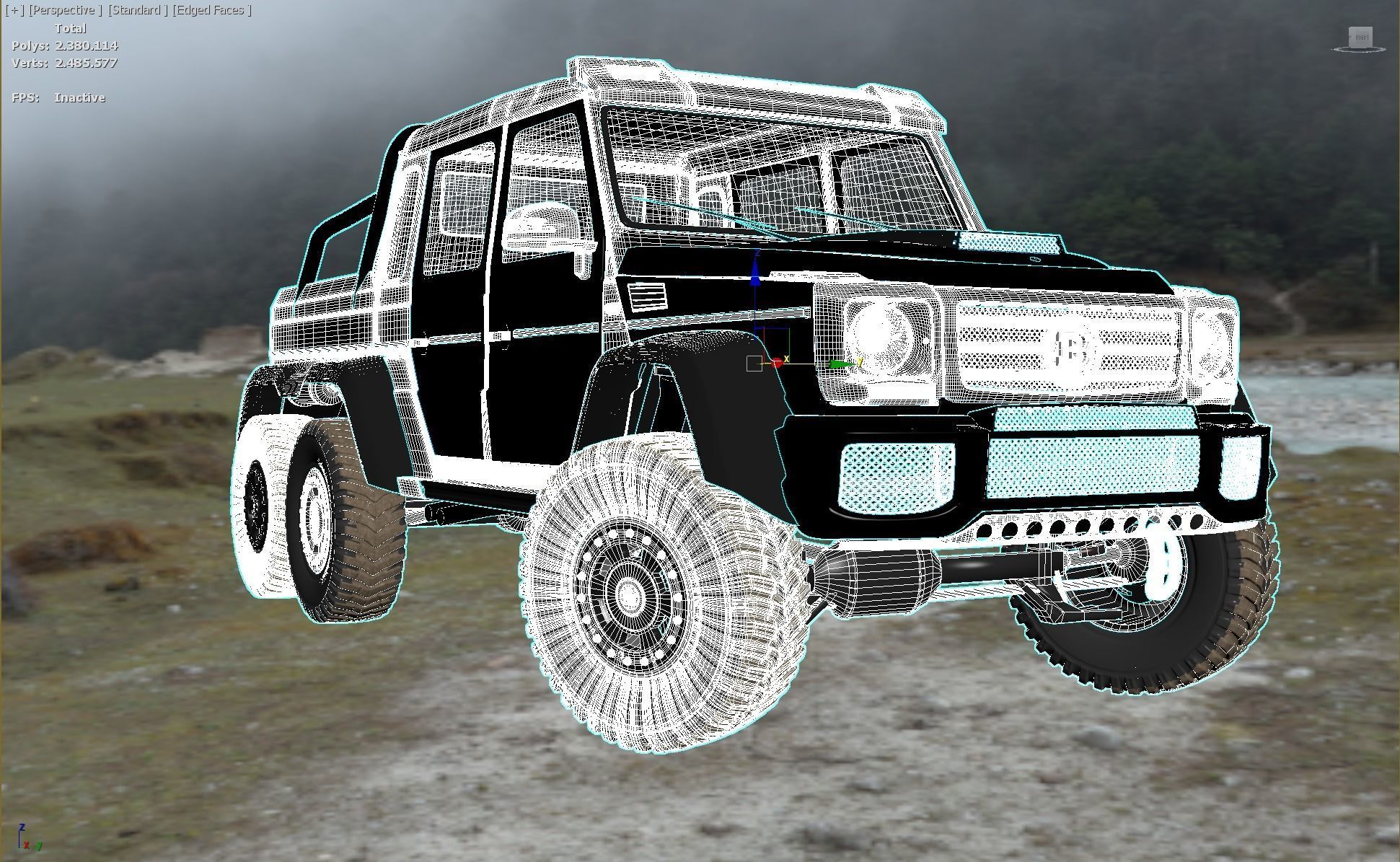 Mercedes Brabus G700 6x6 Low-poly 3D model_9