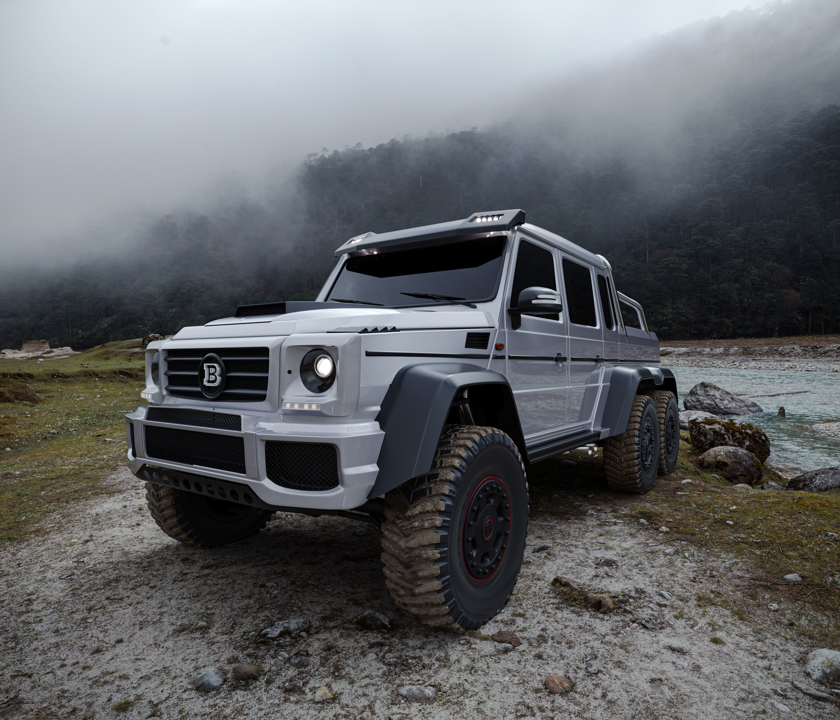 Mercedes Brabus G700 6x6 Low-poly 3D model_4