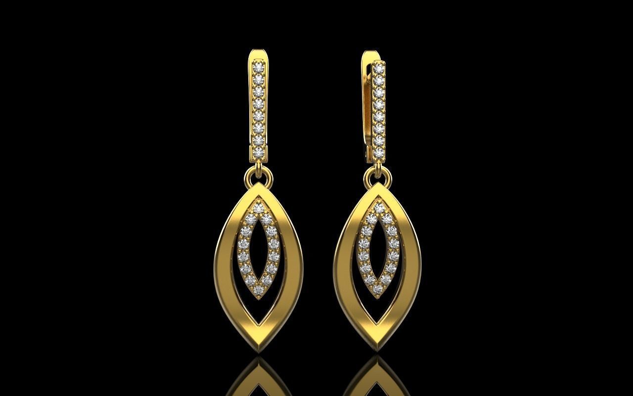 Leaf earring model 846 3D print model_15