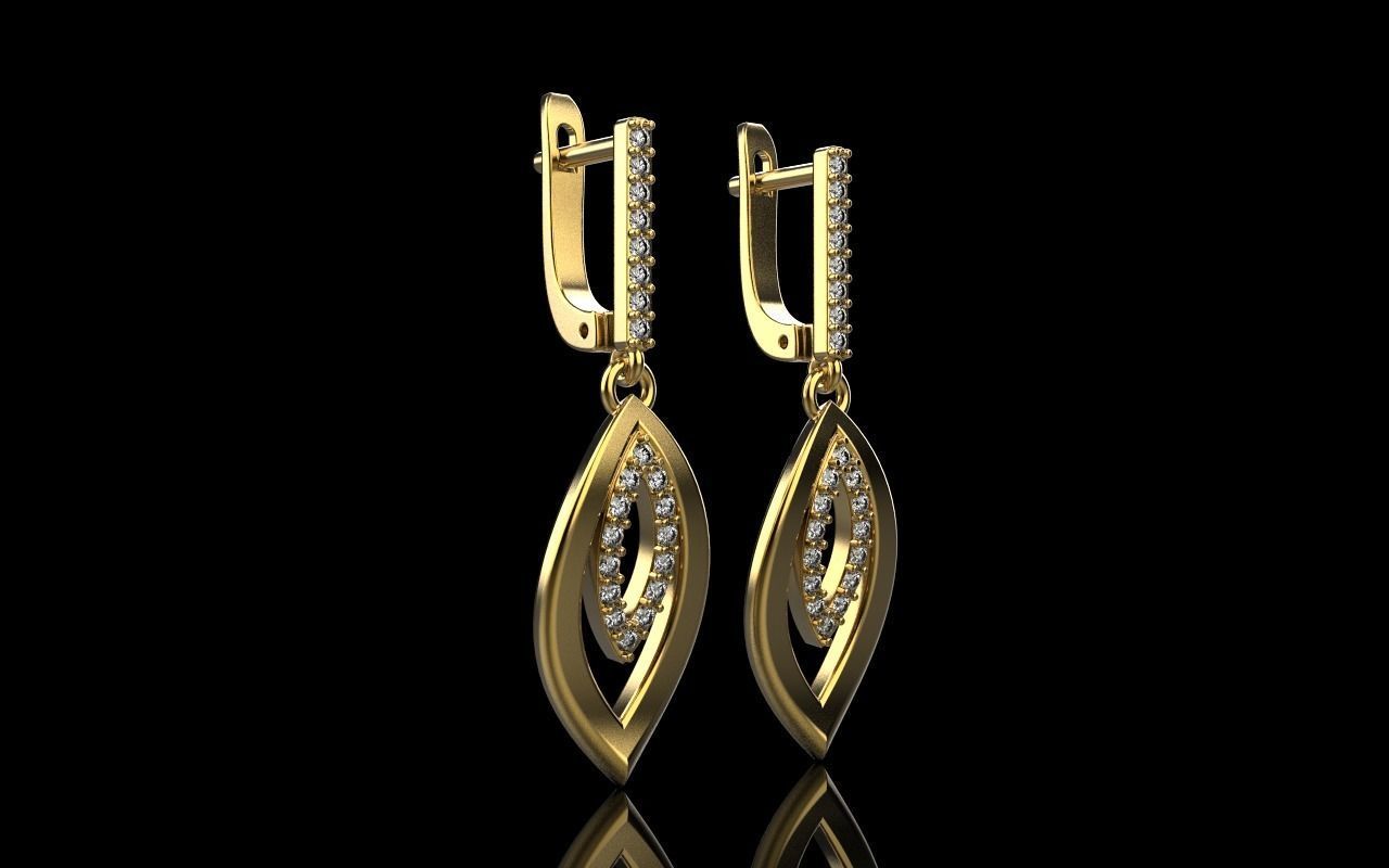 Leaf earring model 846 3D print model_21