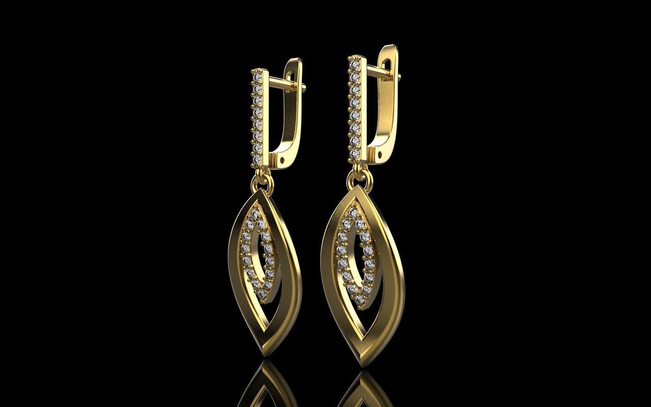 Leaf earring model 846 3D print model_27