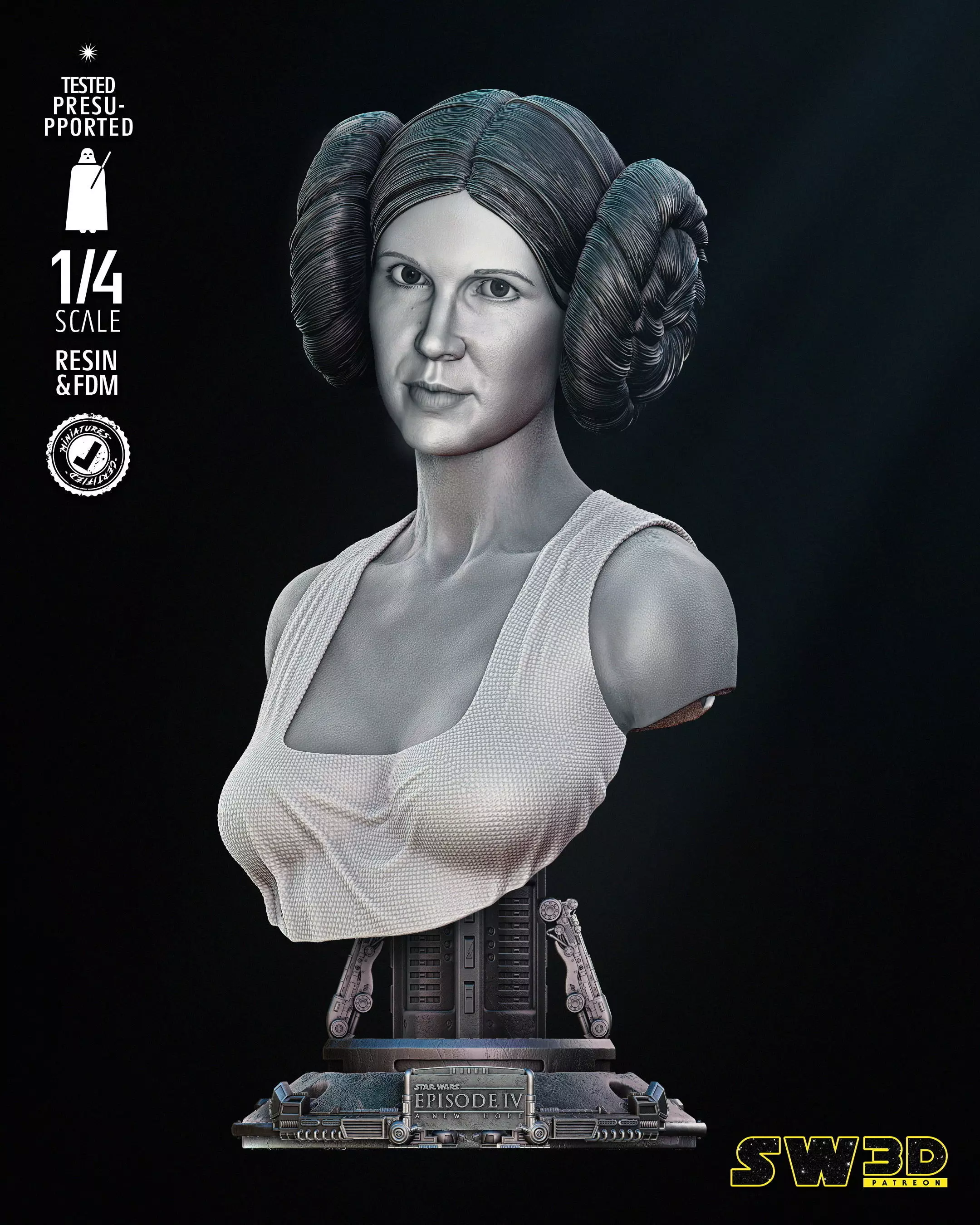 STAR WARS Leia New Hope Portrait Bust 3D print model_0