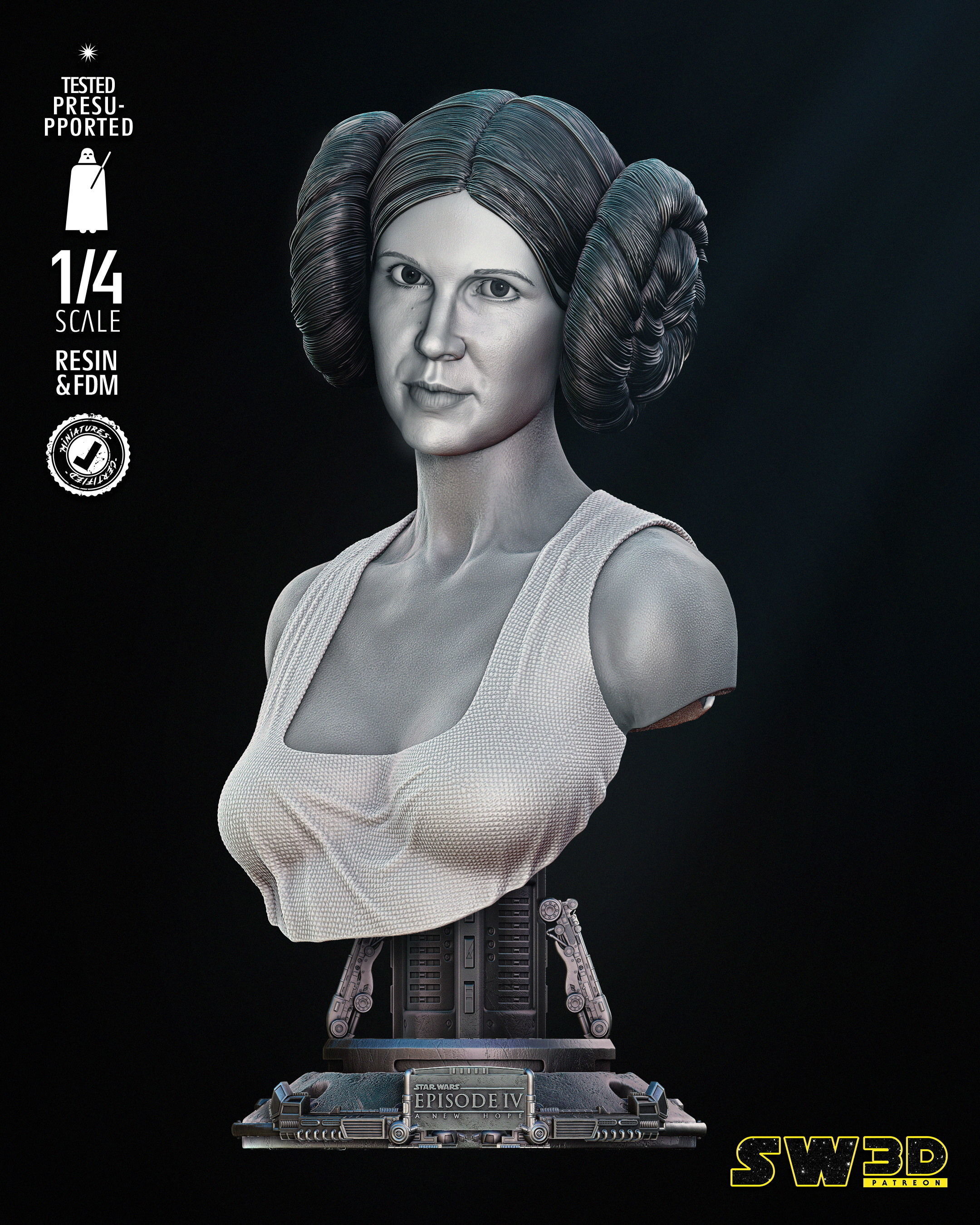 STAR WARS Leia New Hope Portrait Bust 3D print model_12