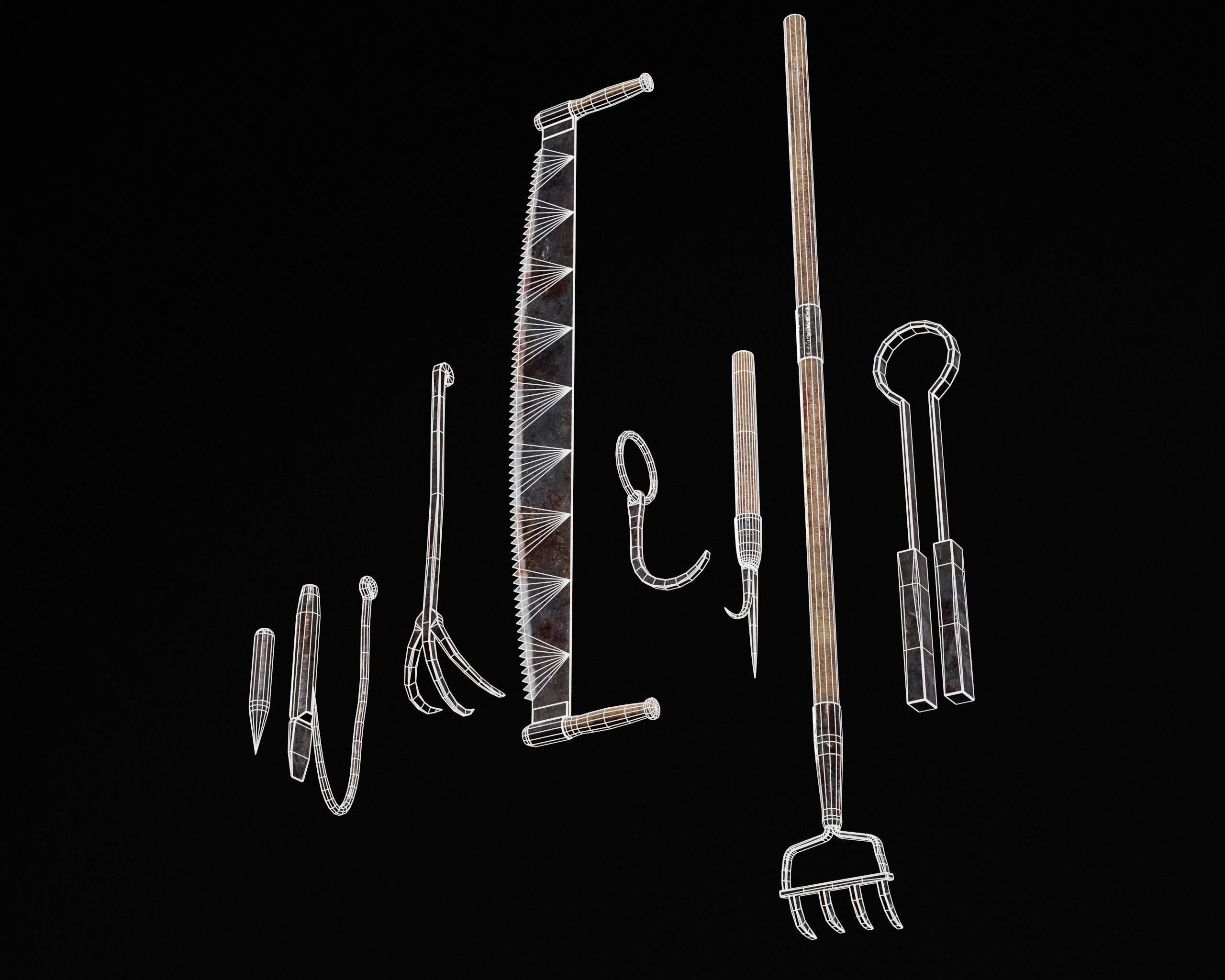 Bloody Torture Tools Low-poly 3D model_15