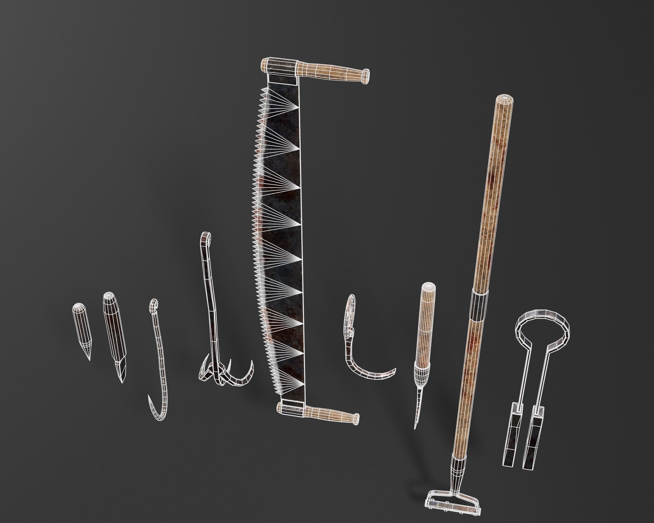 Bloody Torture Tools Low-poly 3D model_13