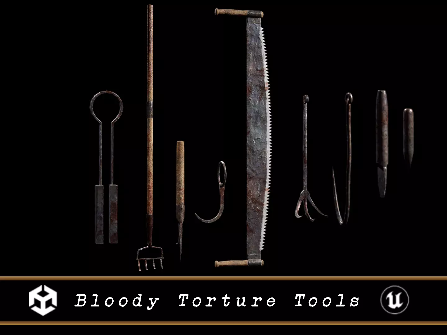 Bloody Torture Tools Low-poly 3D model_0