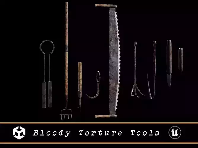 Bloody Torture Tools  Low-poly 3D model