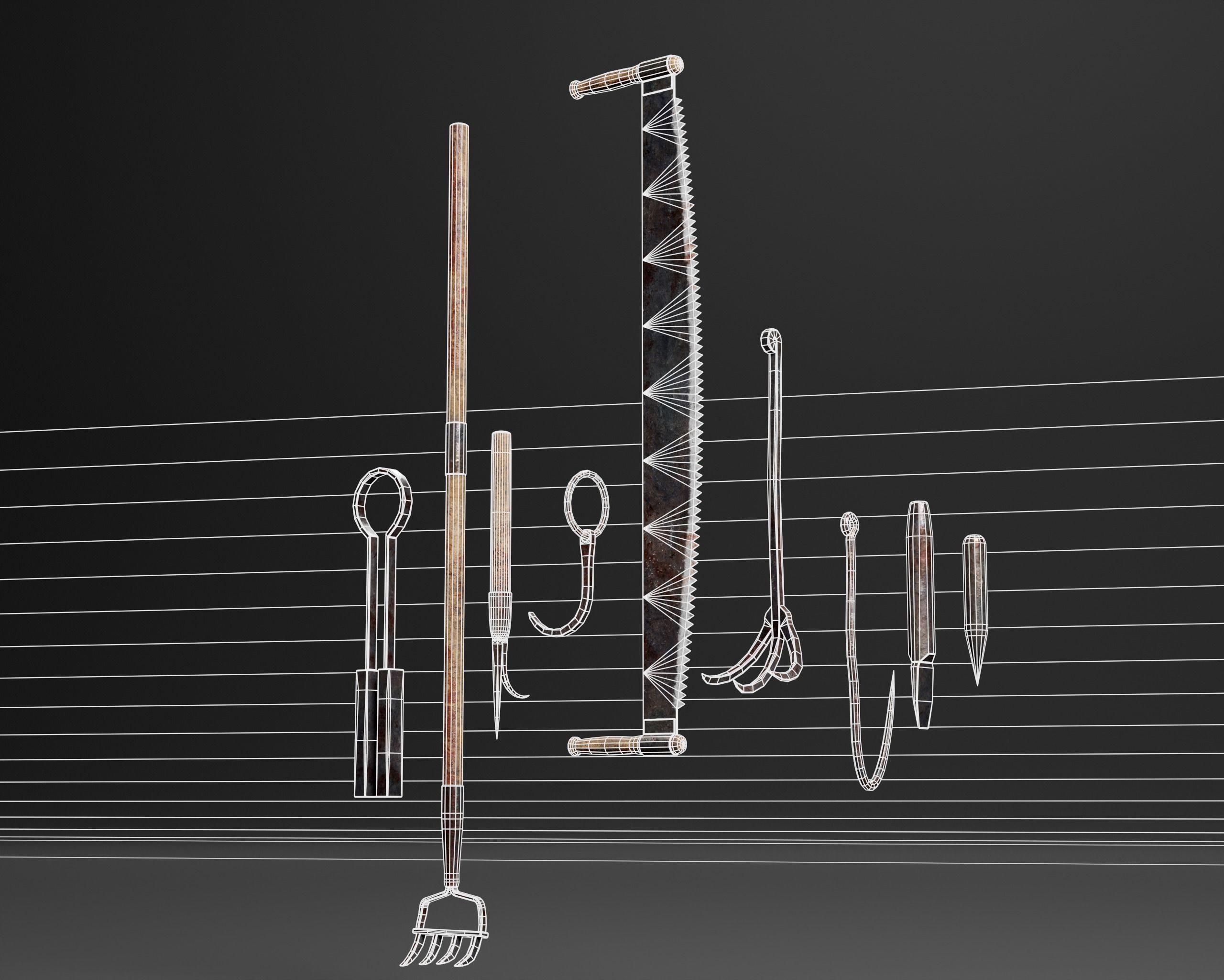 Bloody Torture Tools Low-poly 3D model_7