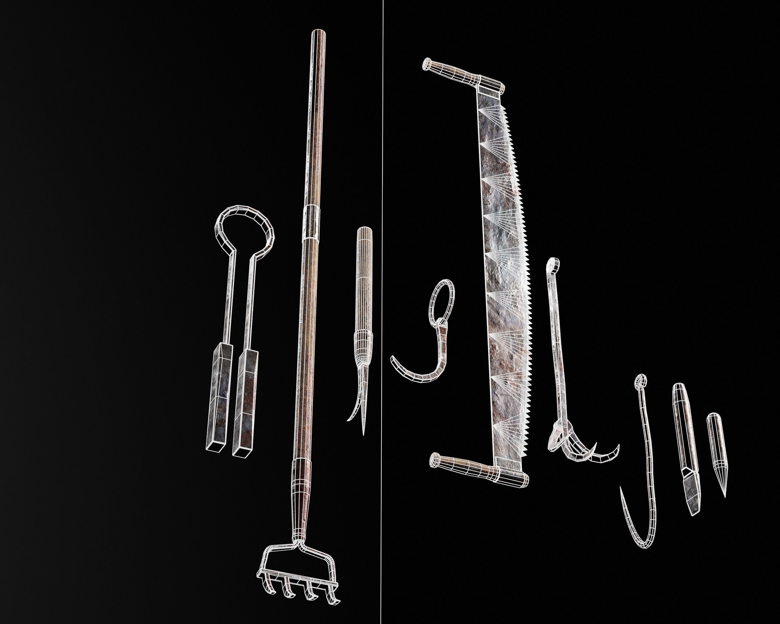 Bloody Torture Tools Low-poly 3D model_5