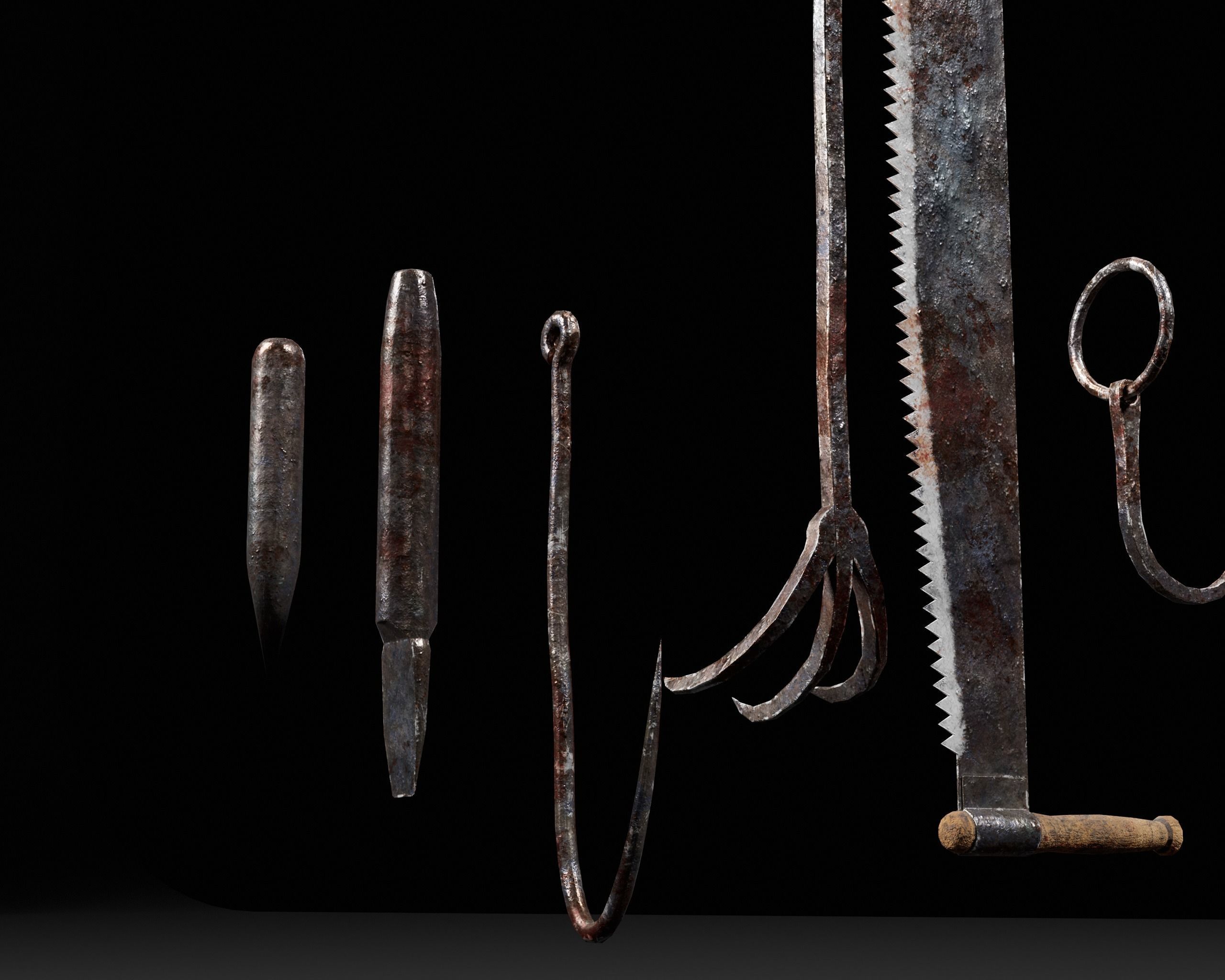 Bloody Torture Tools Low-poly 3D model_10