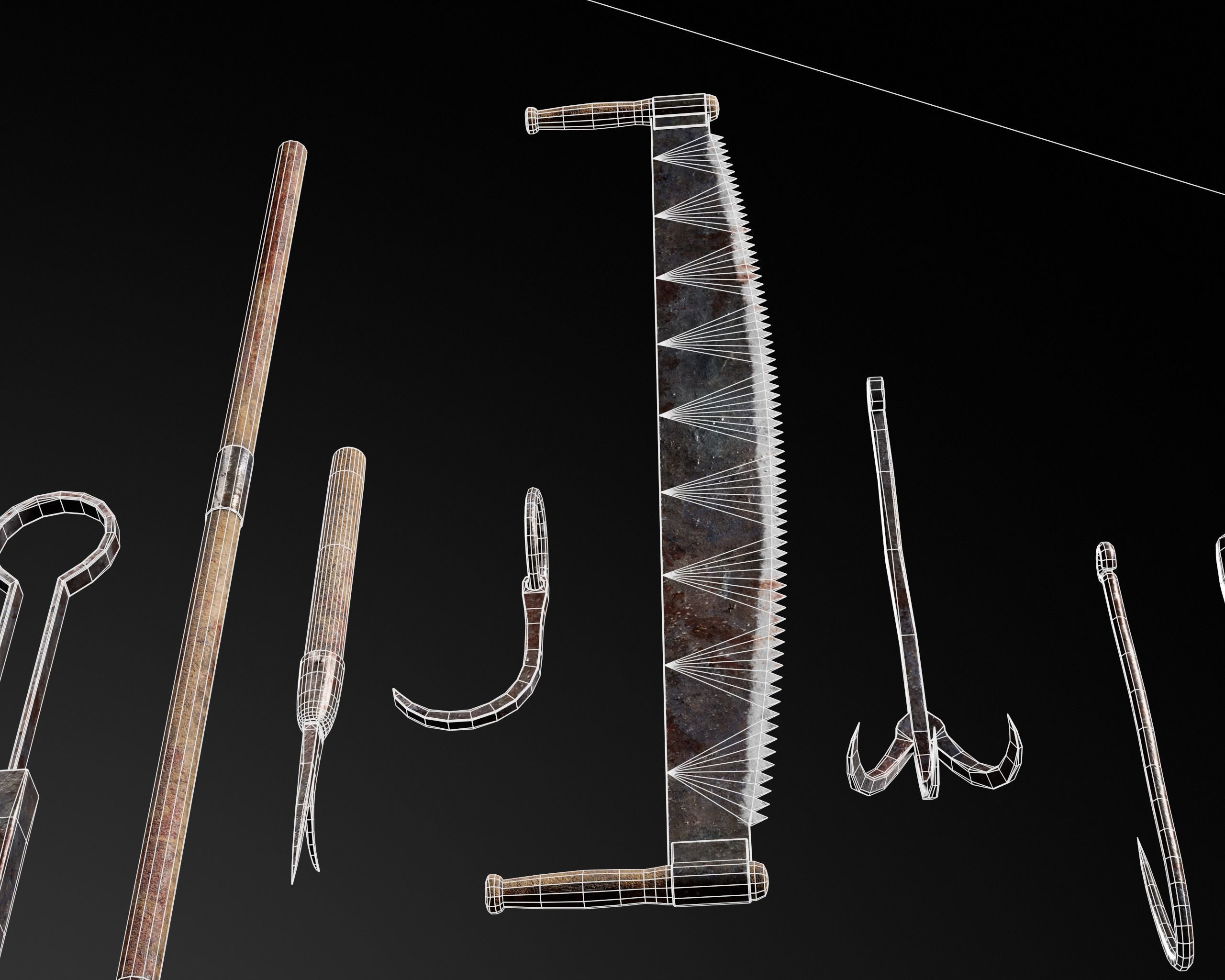 Bloody Torture Tools Low-poly 3D model_9