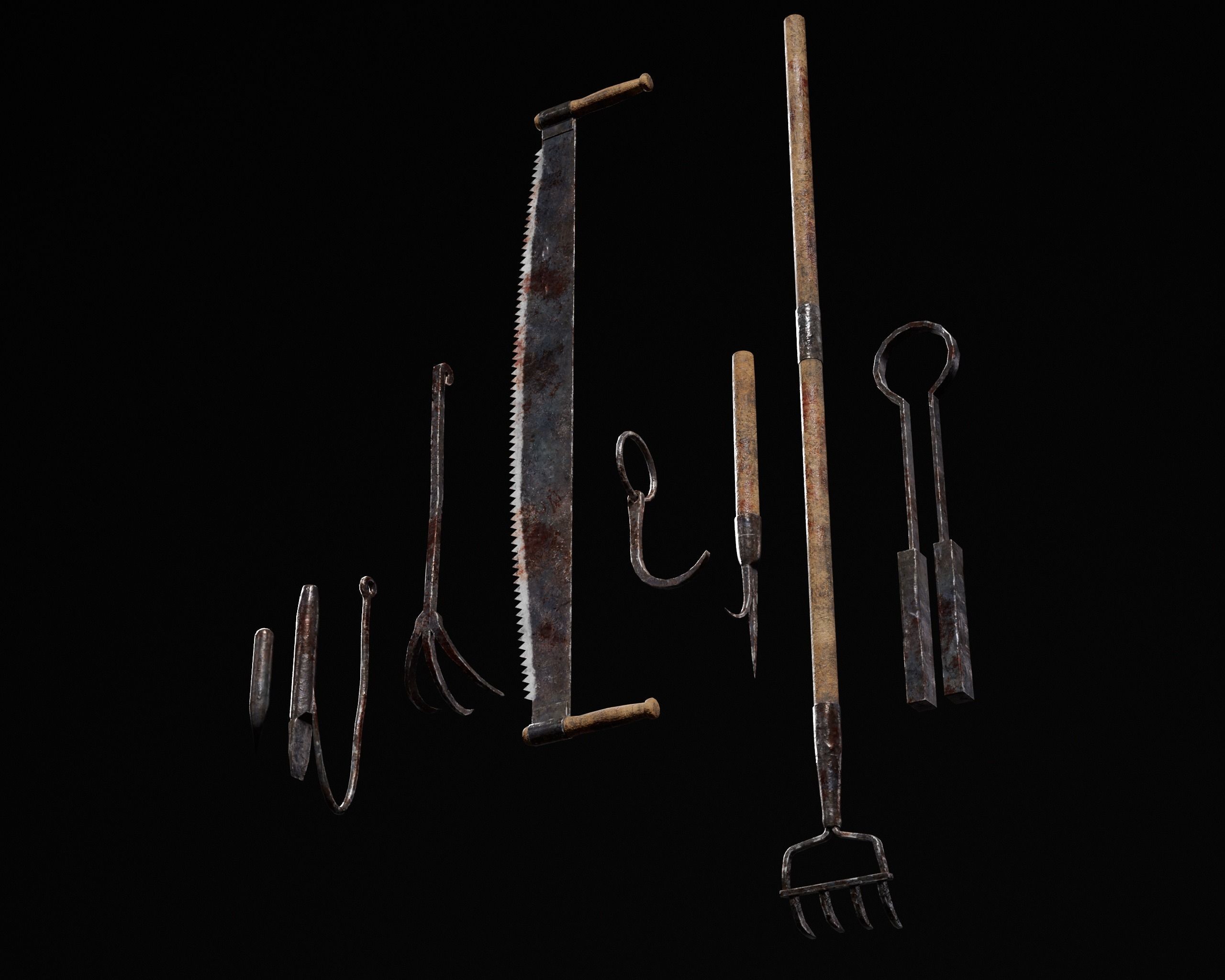 Bloody Torture Tools Low-poly 3D model_14