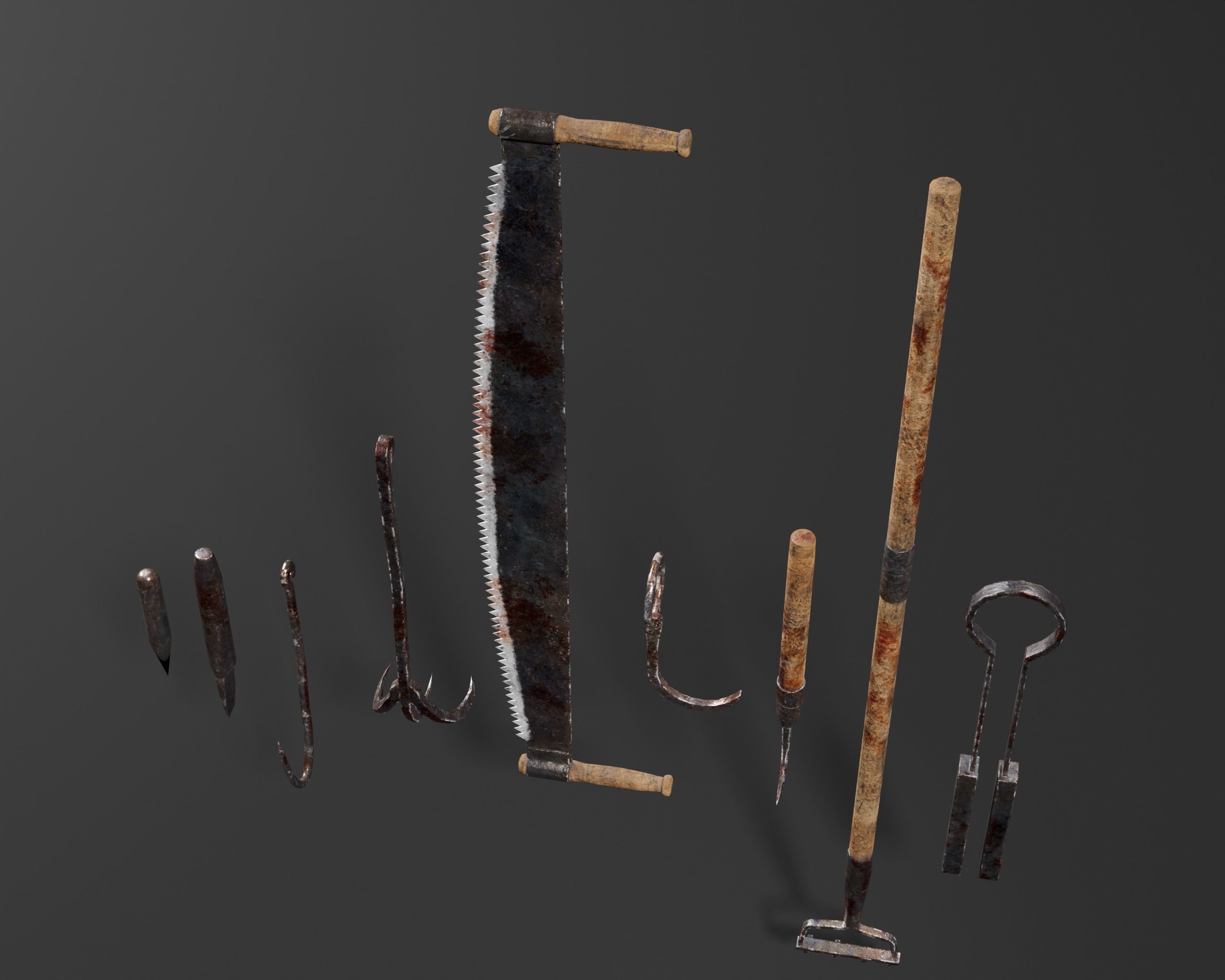 Bloody Torture Tools Low-poly 3D model_12