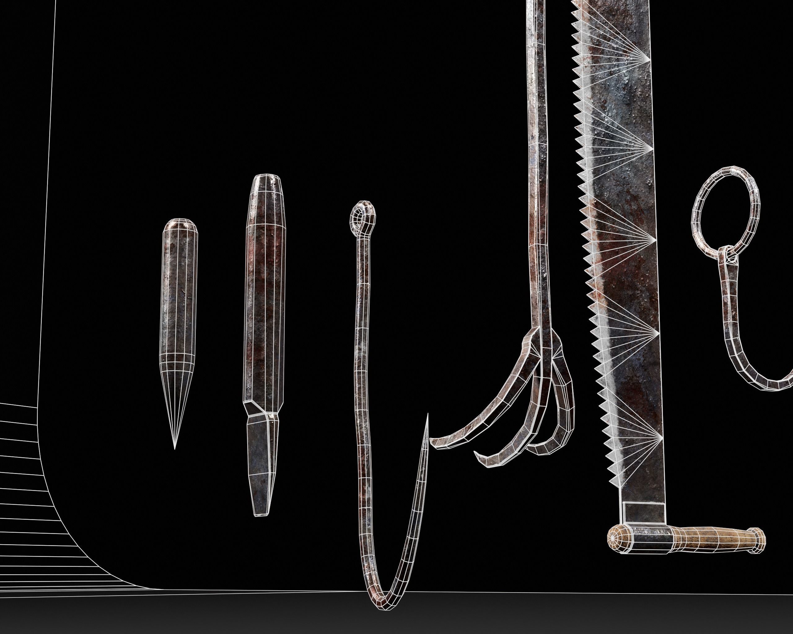 Bloody Torture Tools Low-poly 3D model_11