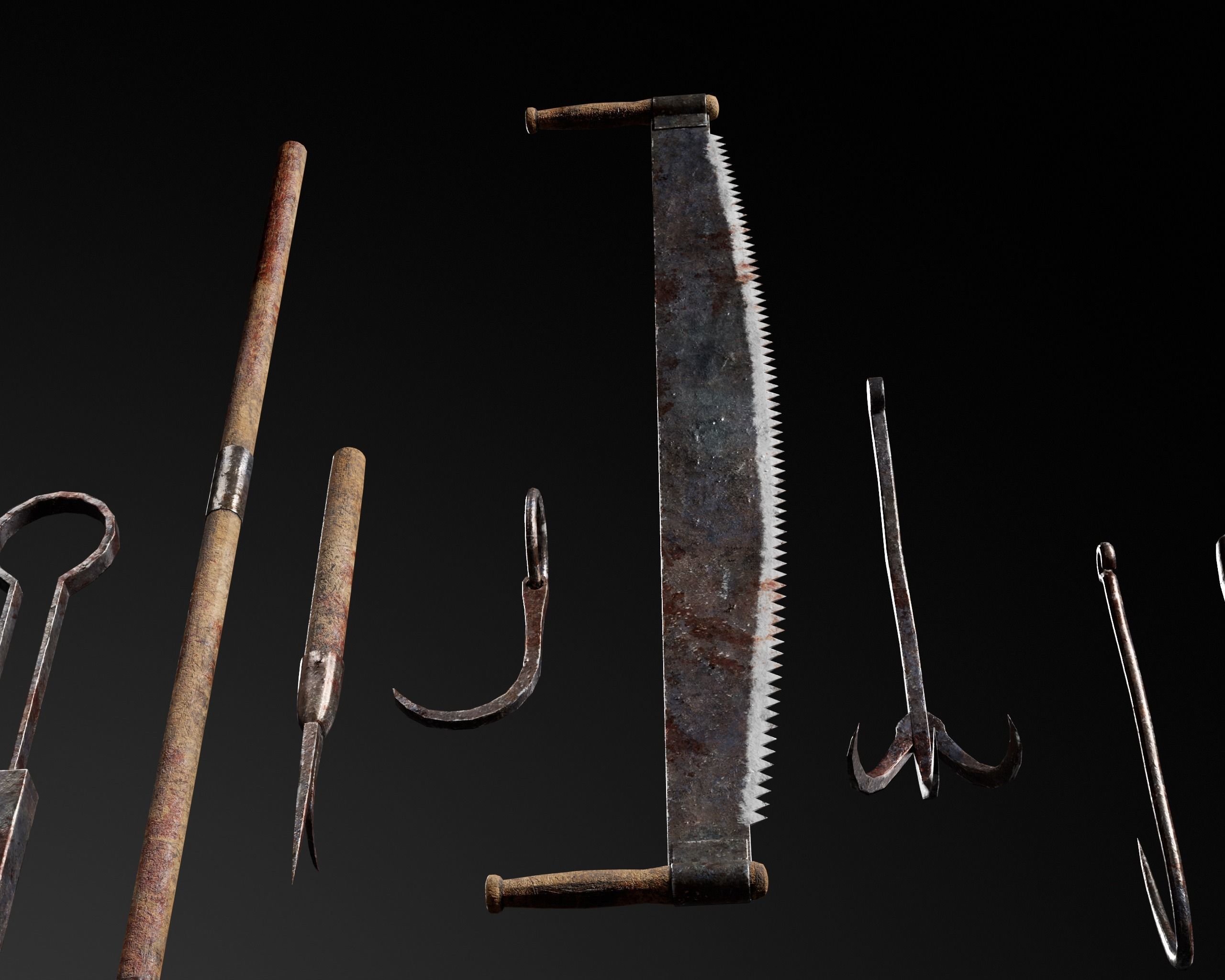 Bloody Torture Tools Low-poly 3D model_8
