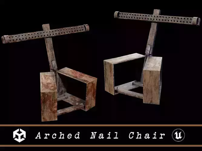 Arched Nail Torture Chair Low-poly 3D model