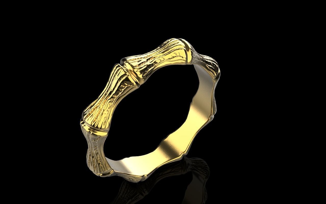 Bamboo textured ring model 849 3D print model_24