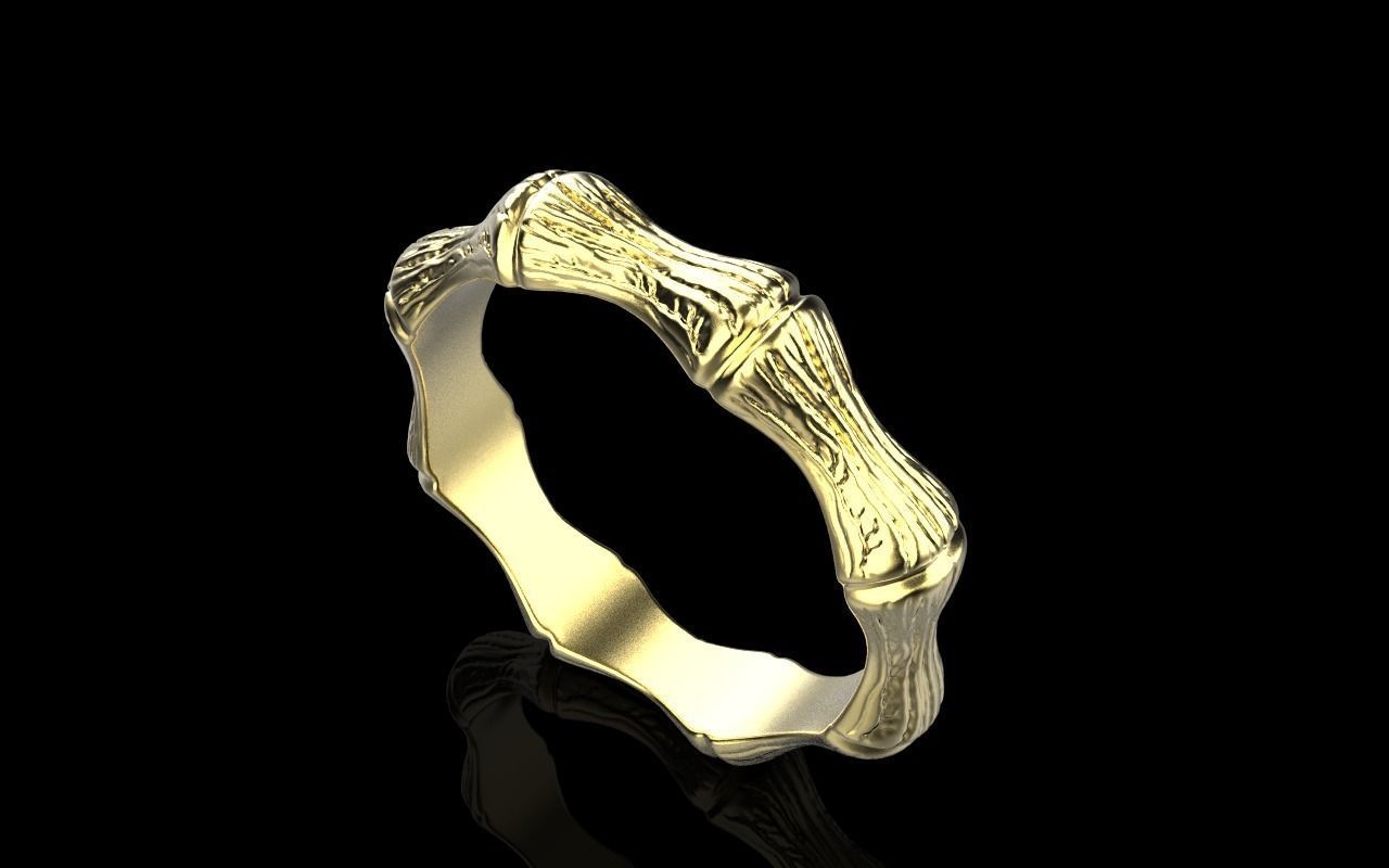 Bamboo textured ring model 849 3D print model_7