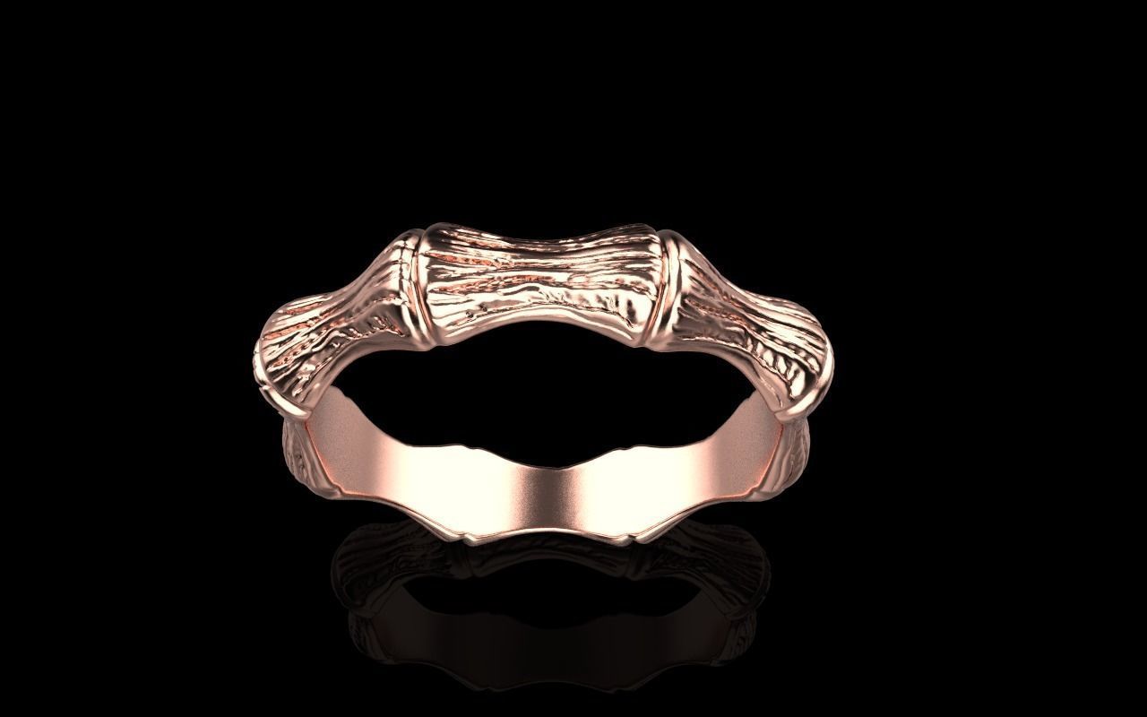 Bamboo textured ring model 849 3D print model_15