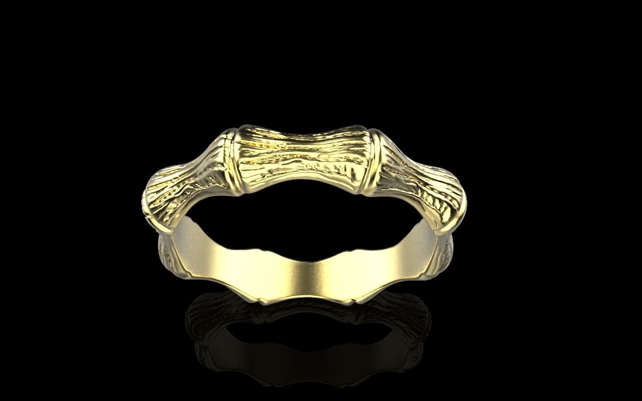 Bamboo textured ring model 849 3D print model_14