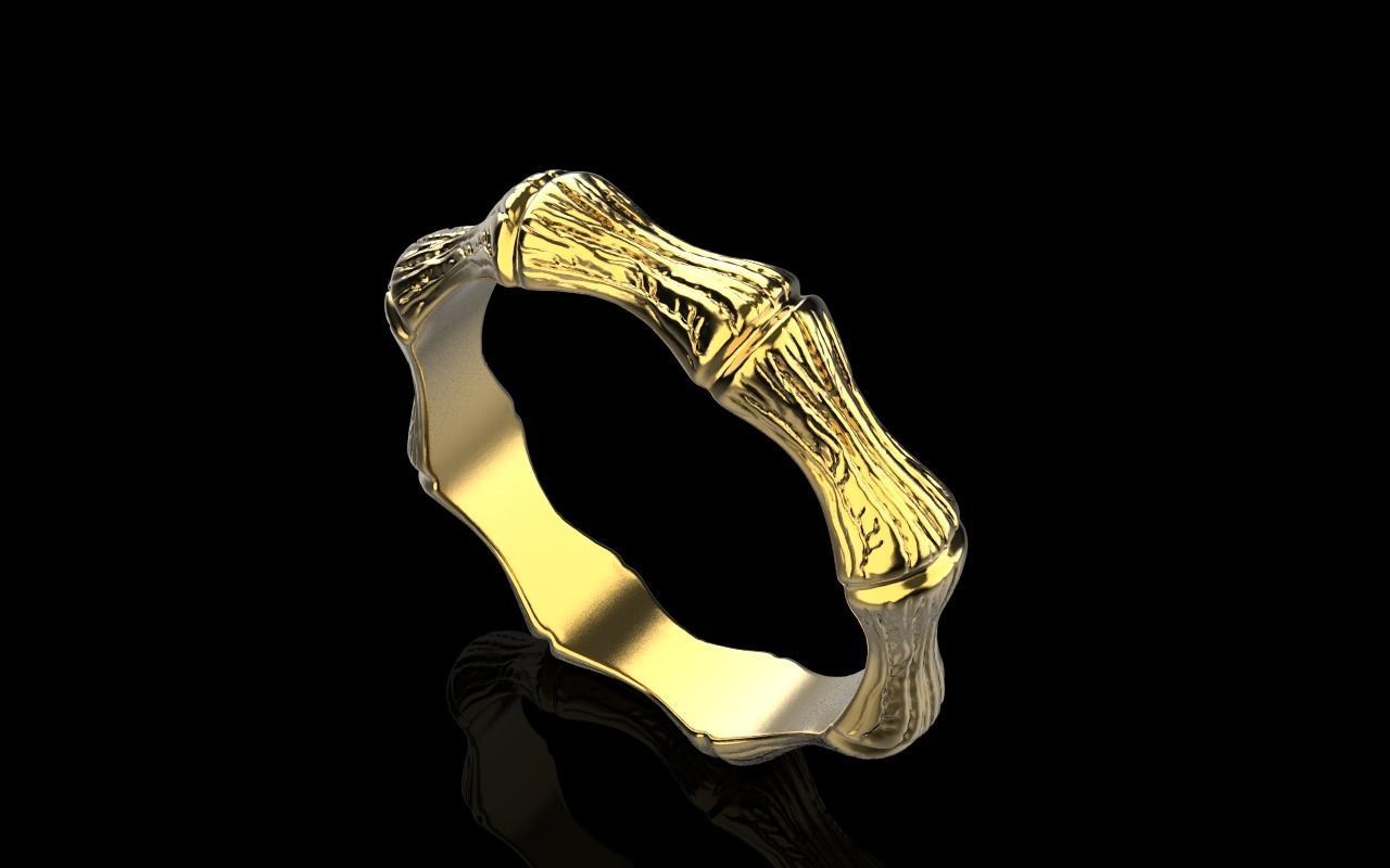 Bamboo textured ring model 849 3D print model_28