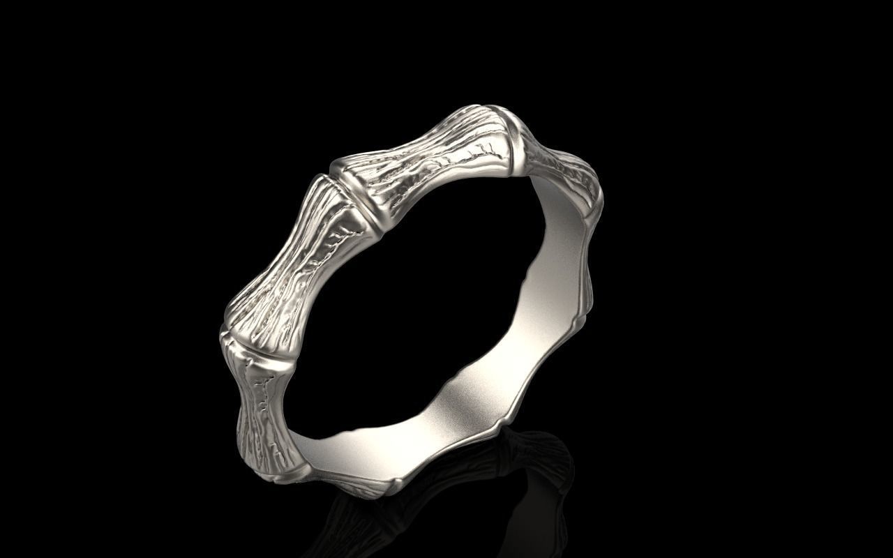 Bamboo textured ring model 849 3D print model_2